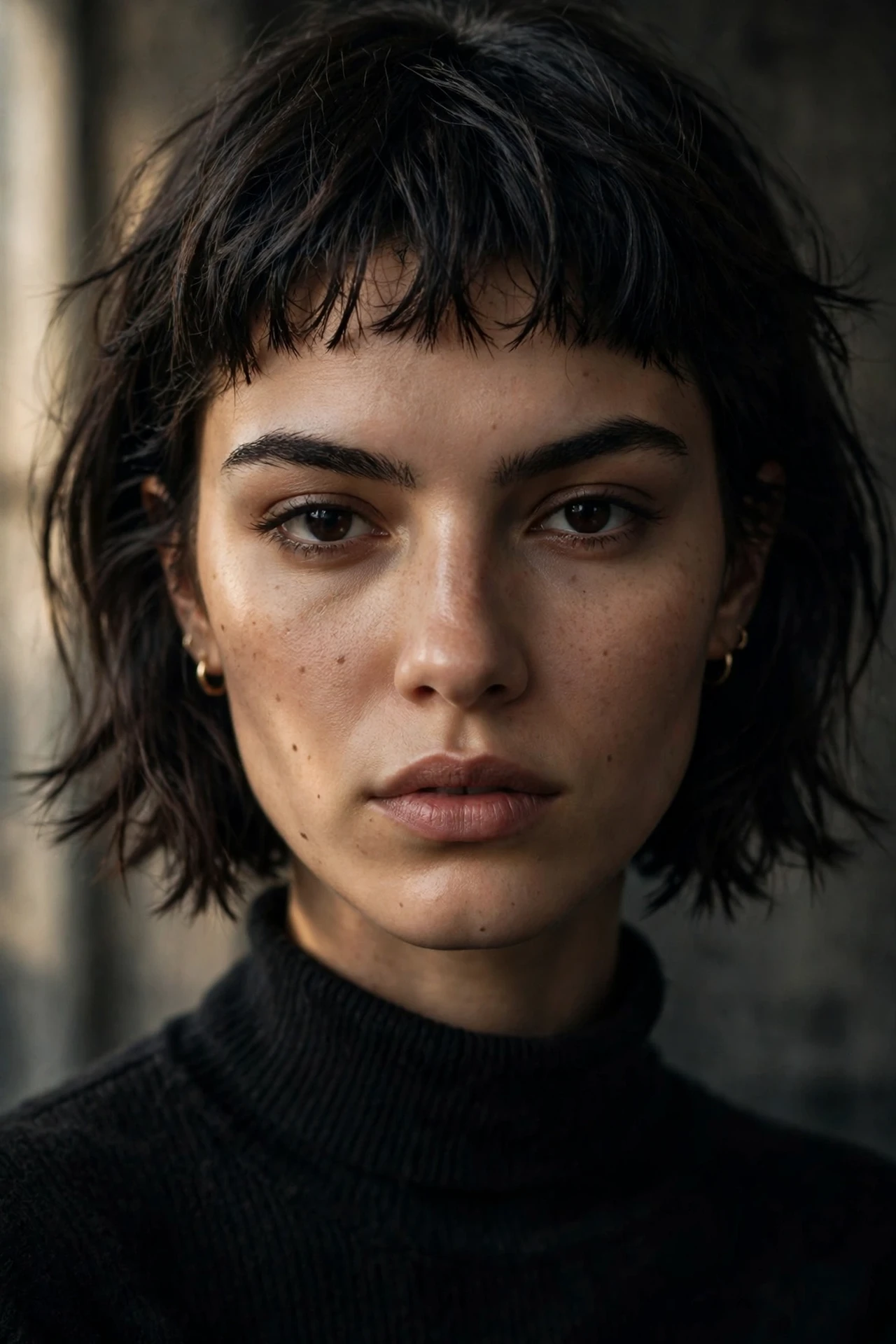 Parisian bob with edgy micro fringe above the eyebrows