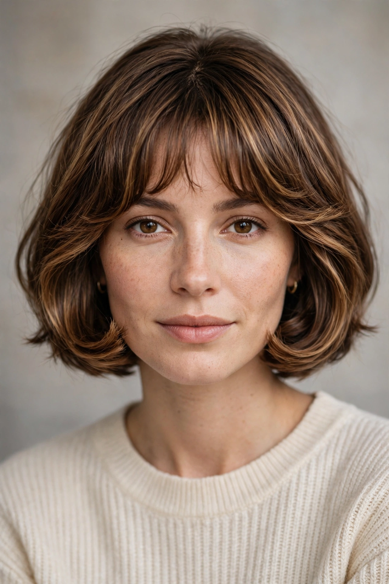 Modern textured pageboy bob with piecey curved ends