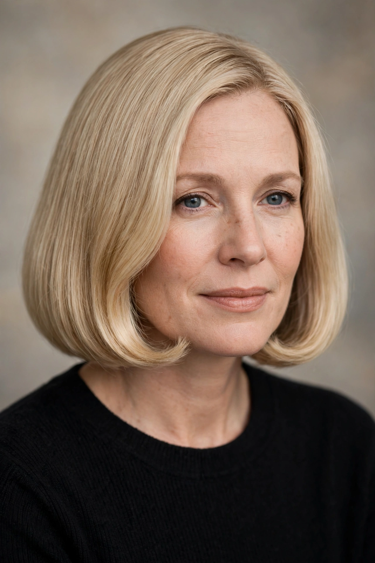 Pageboy bob for fine hair with a thick blunt hemline