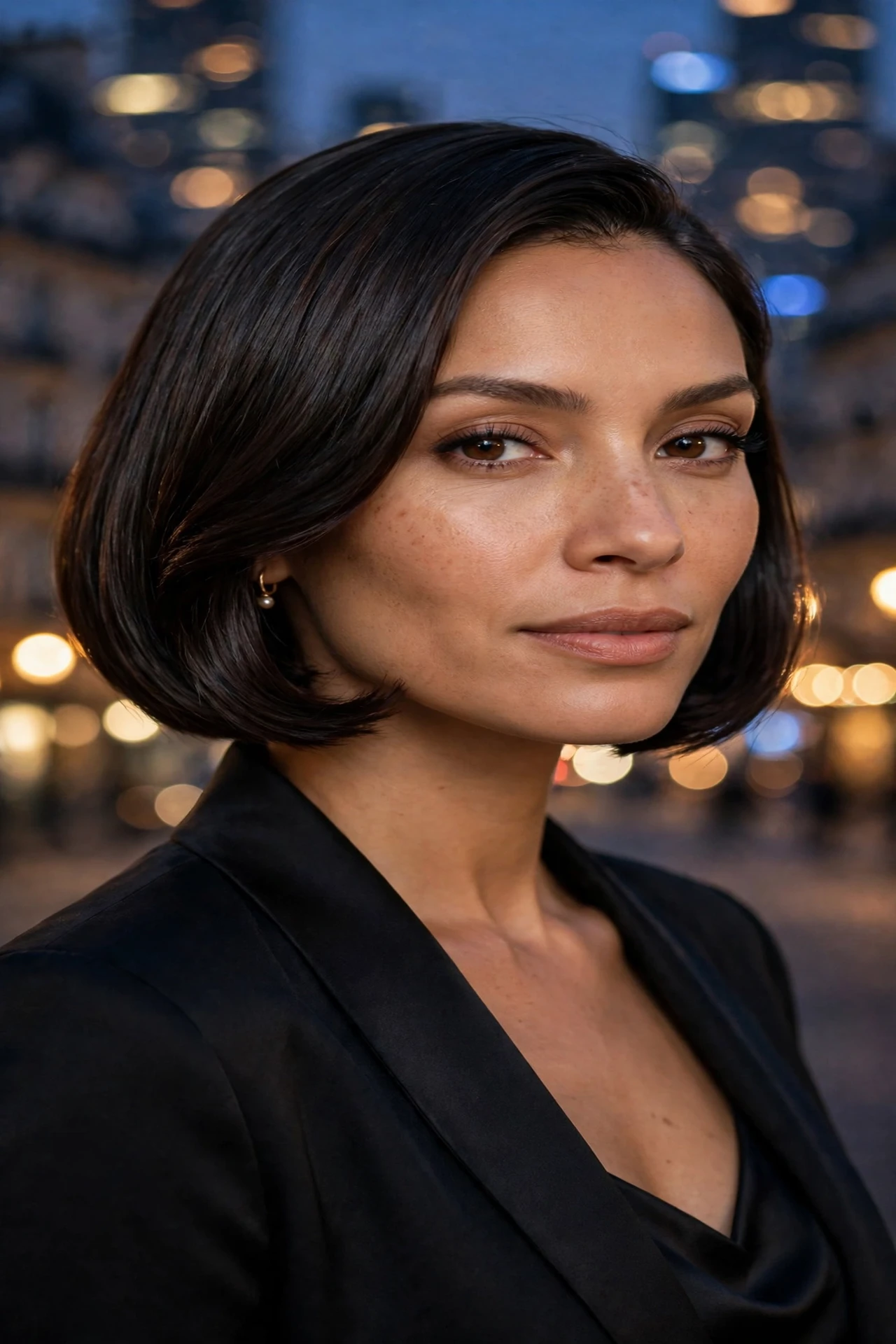 Sleek polished parisian bob for evening, glossy smooth finish
