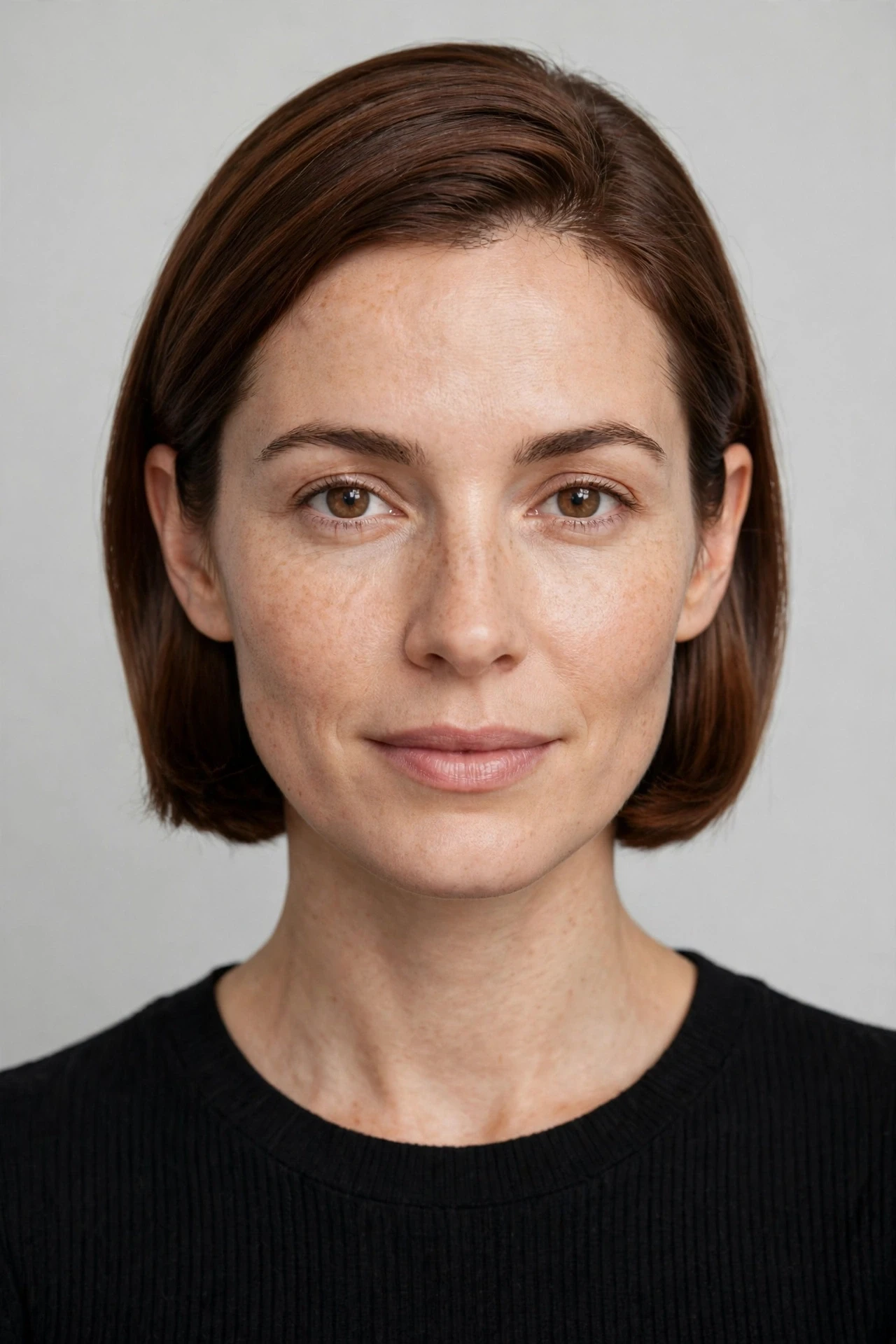 Prada bob tucked neatly behind the ears