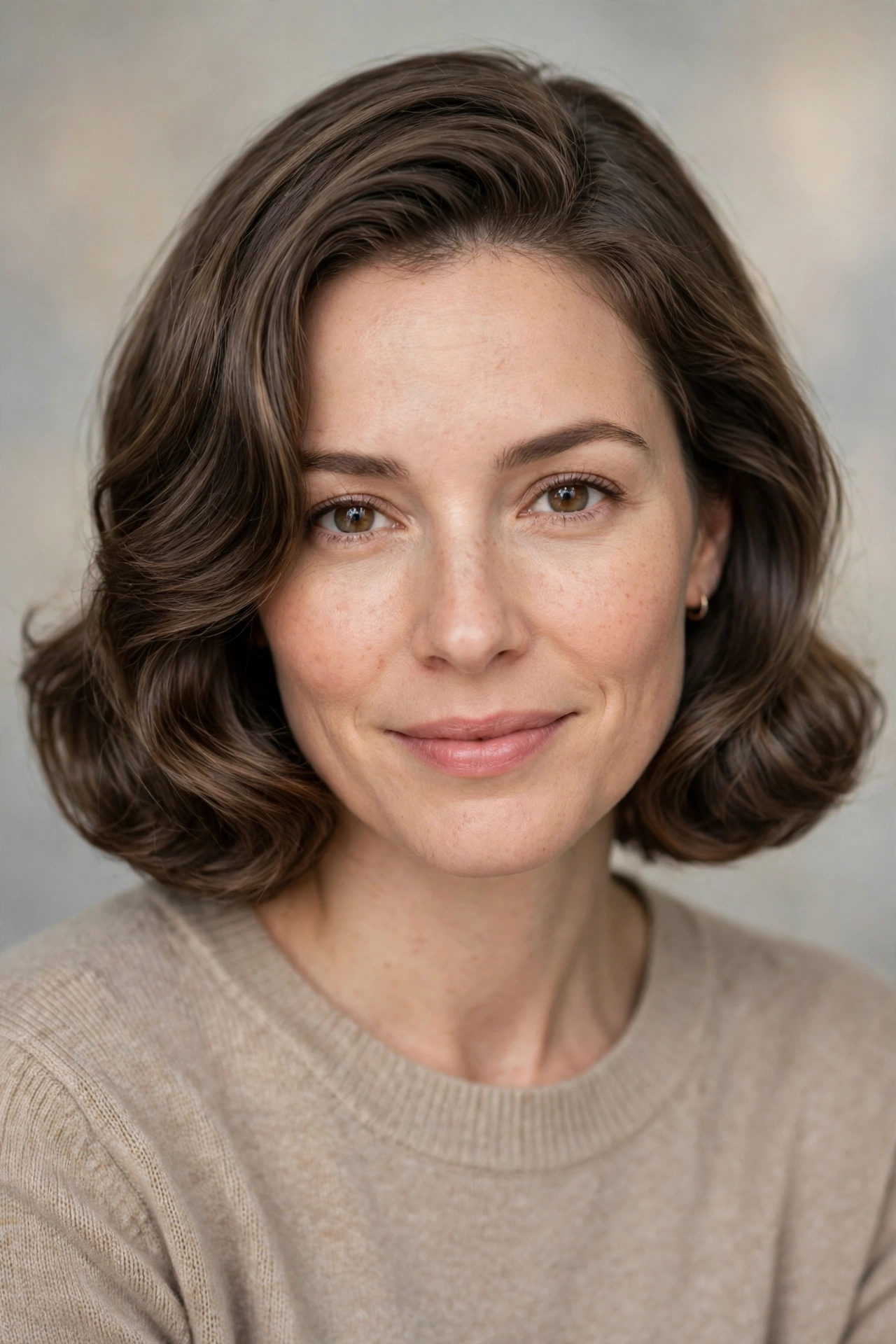 Wavy pageboy bob with soft waves and curved under ends
