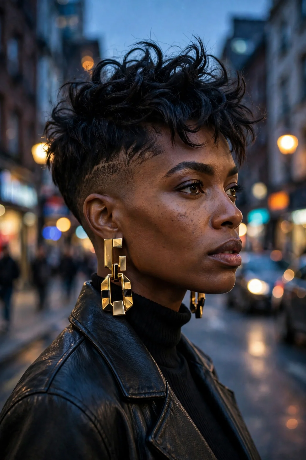 Short pixie-leaning bixie cut with tapered sides on a woman in her 30s
