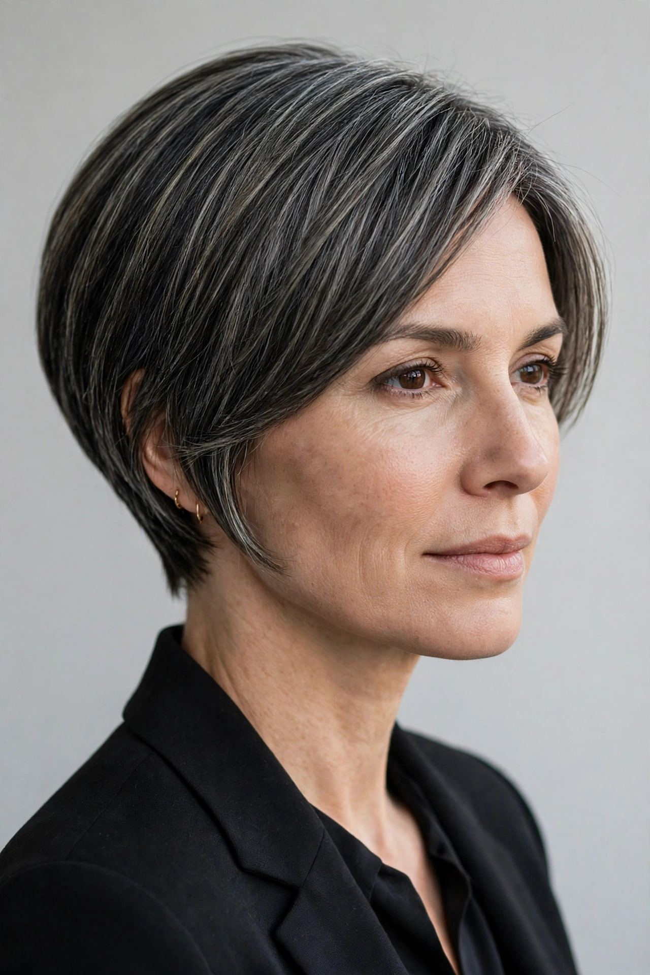 Tapered layers pixie bob with neat tapered sides and nape