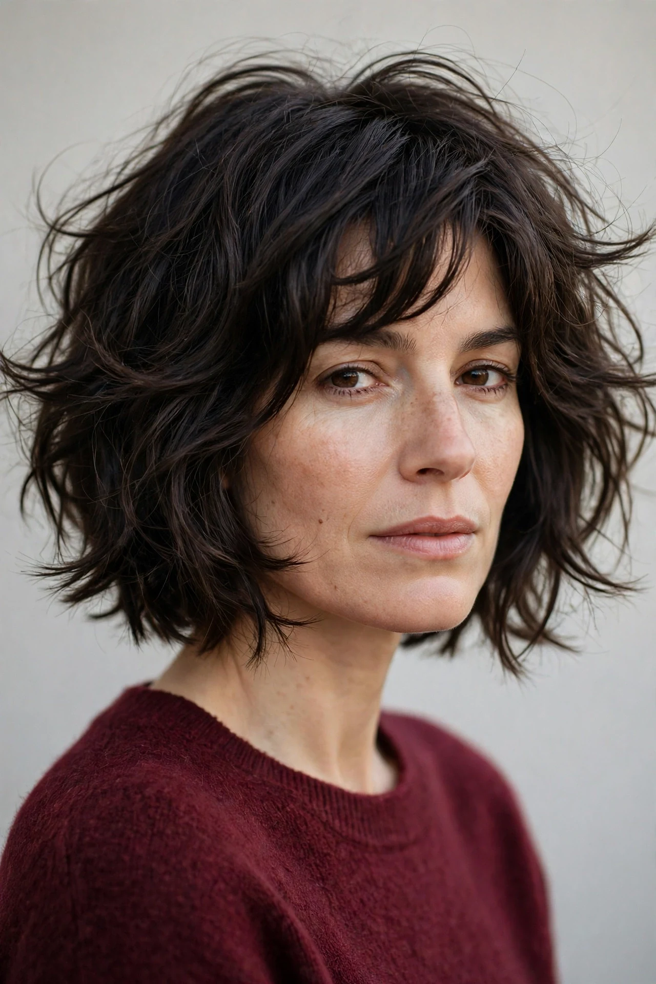 Ripped bob for thick hair with weight removed through slicing