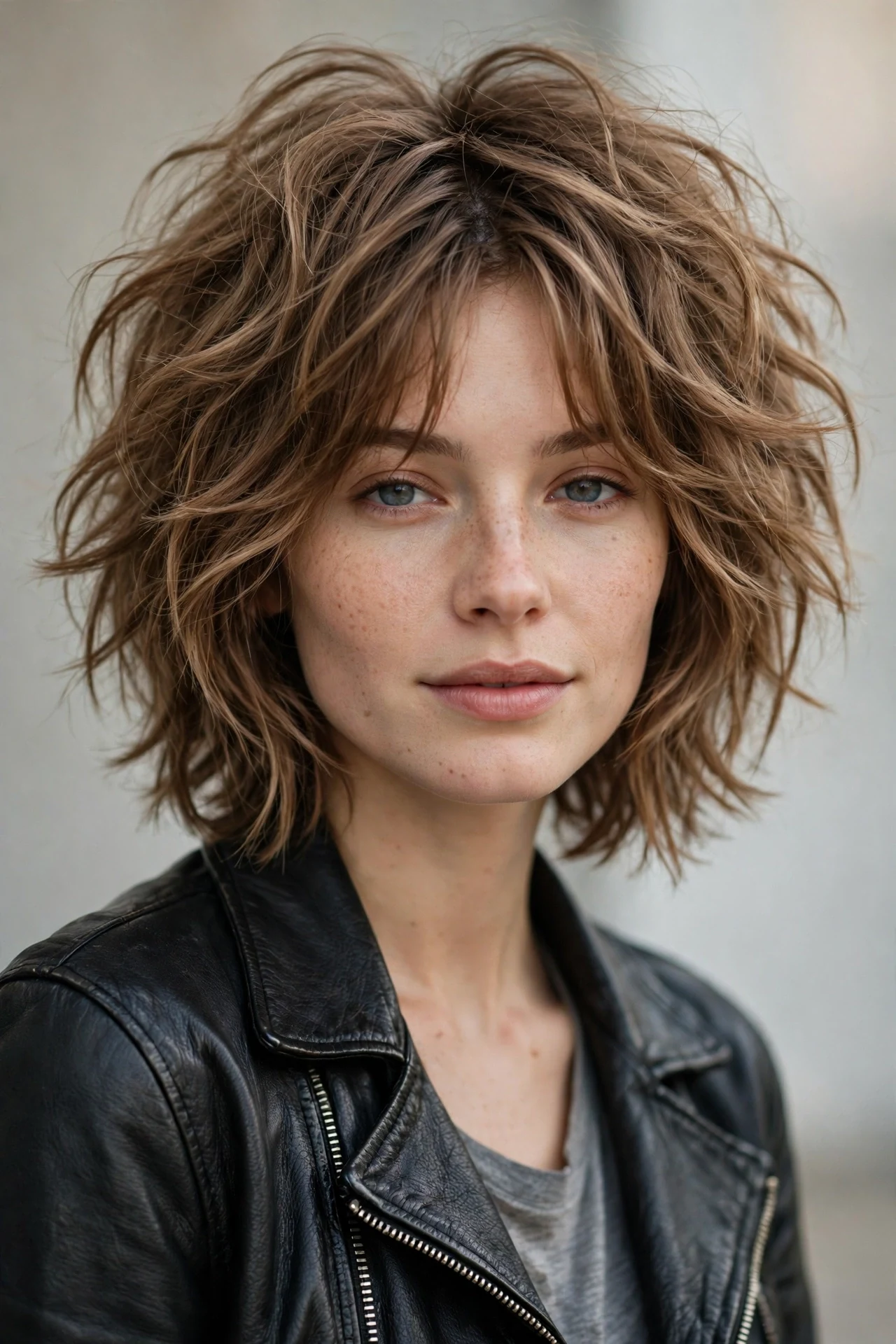 Ripped shaggy bob with choppy layers throughout