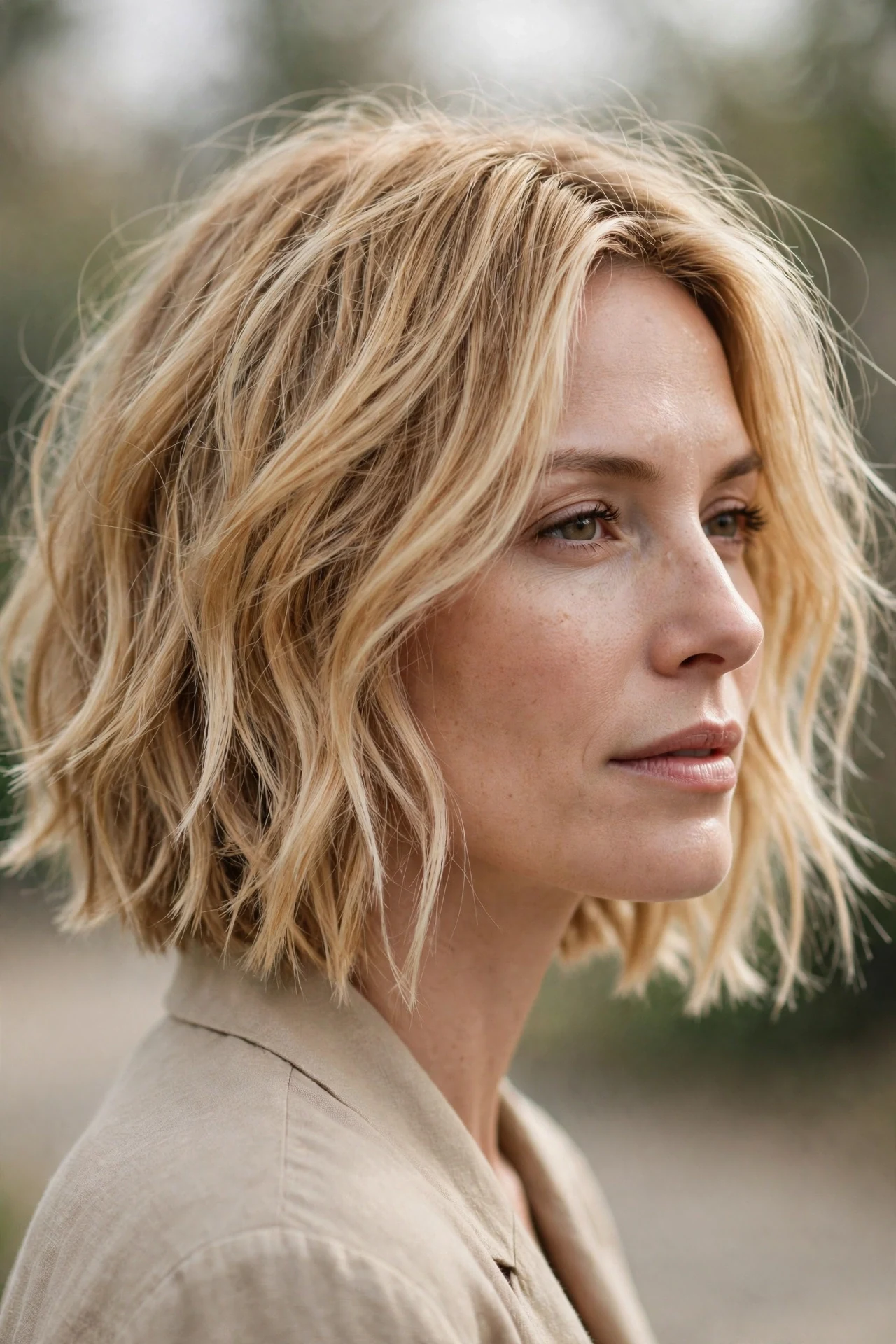 Piece-y razor bob with separated textured ends