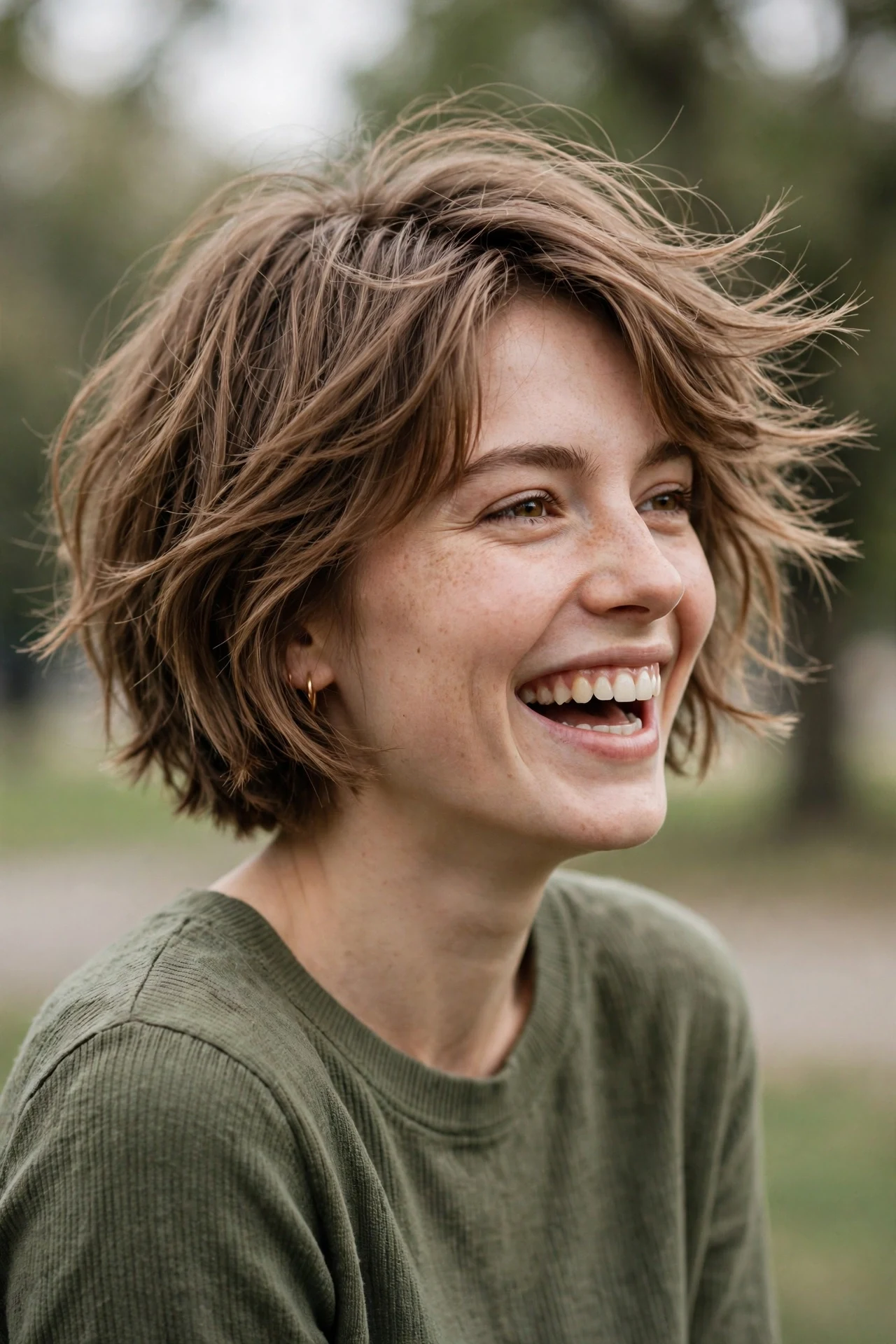 Textured razor bob with tousled piece-y layers