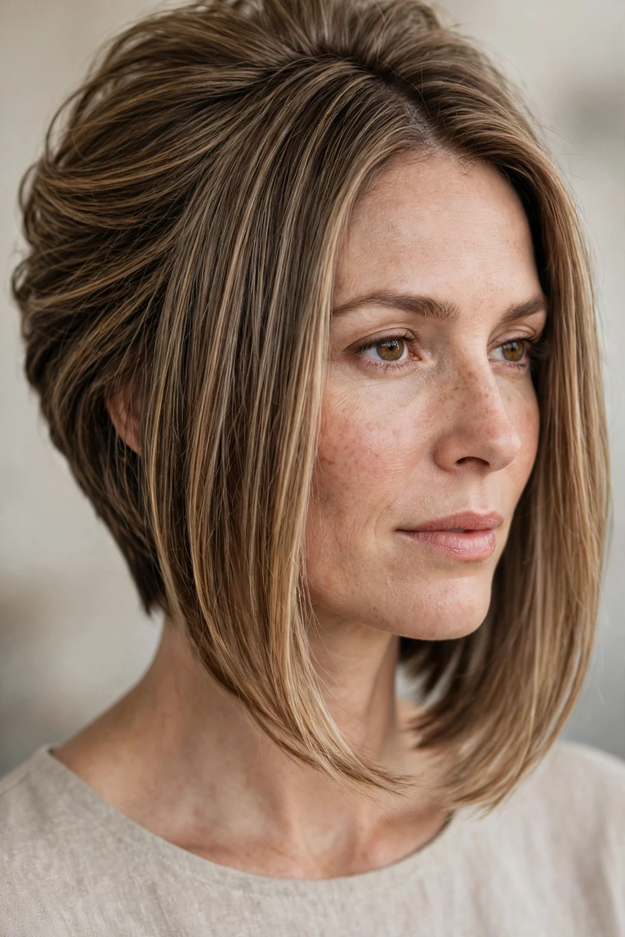 Short back long front bob for fine hair with stacked volume at the back