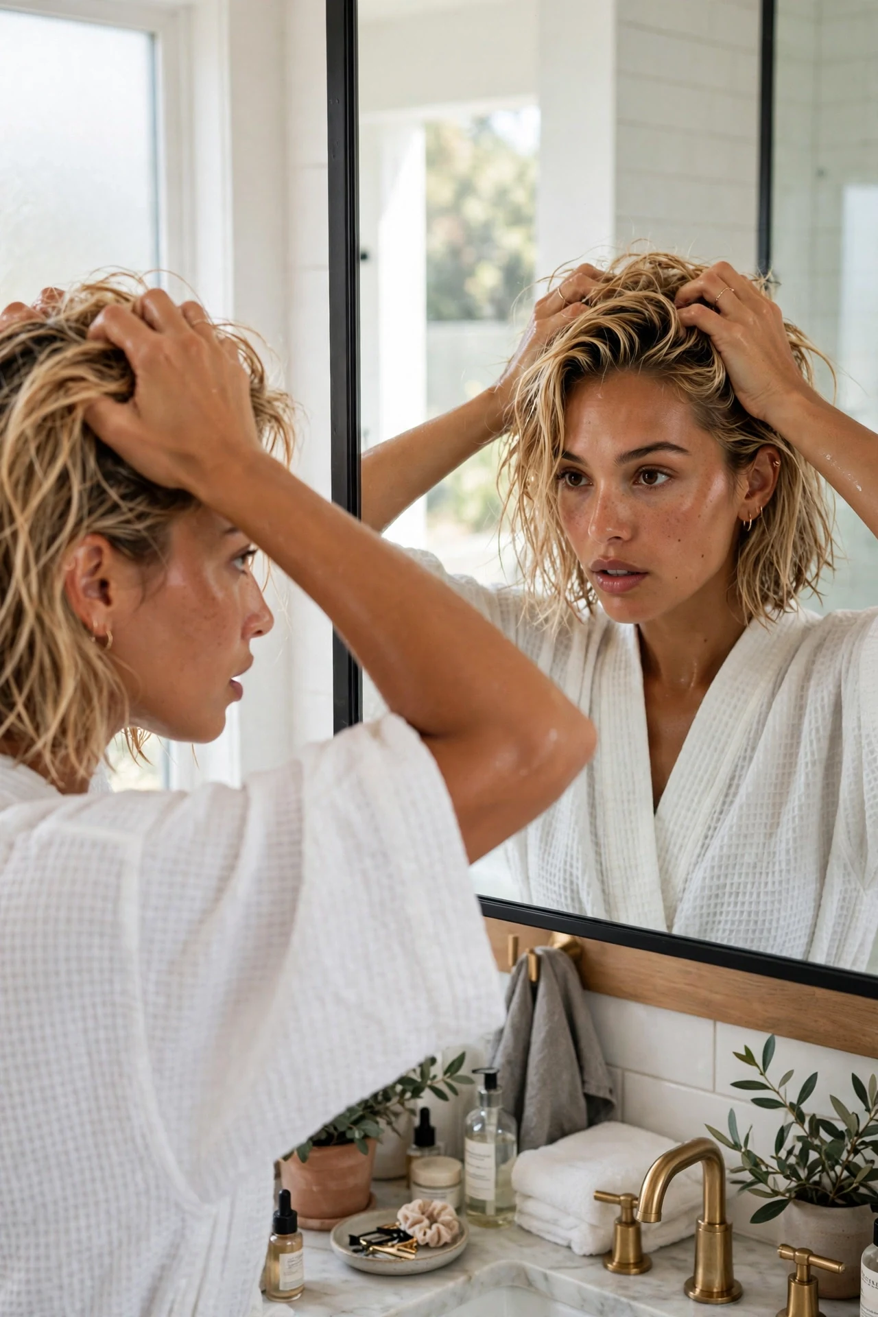 Styling a shaggy french bob with texturizing spray for piecey texture