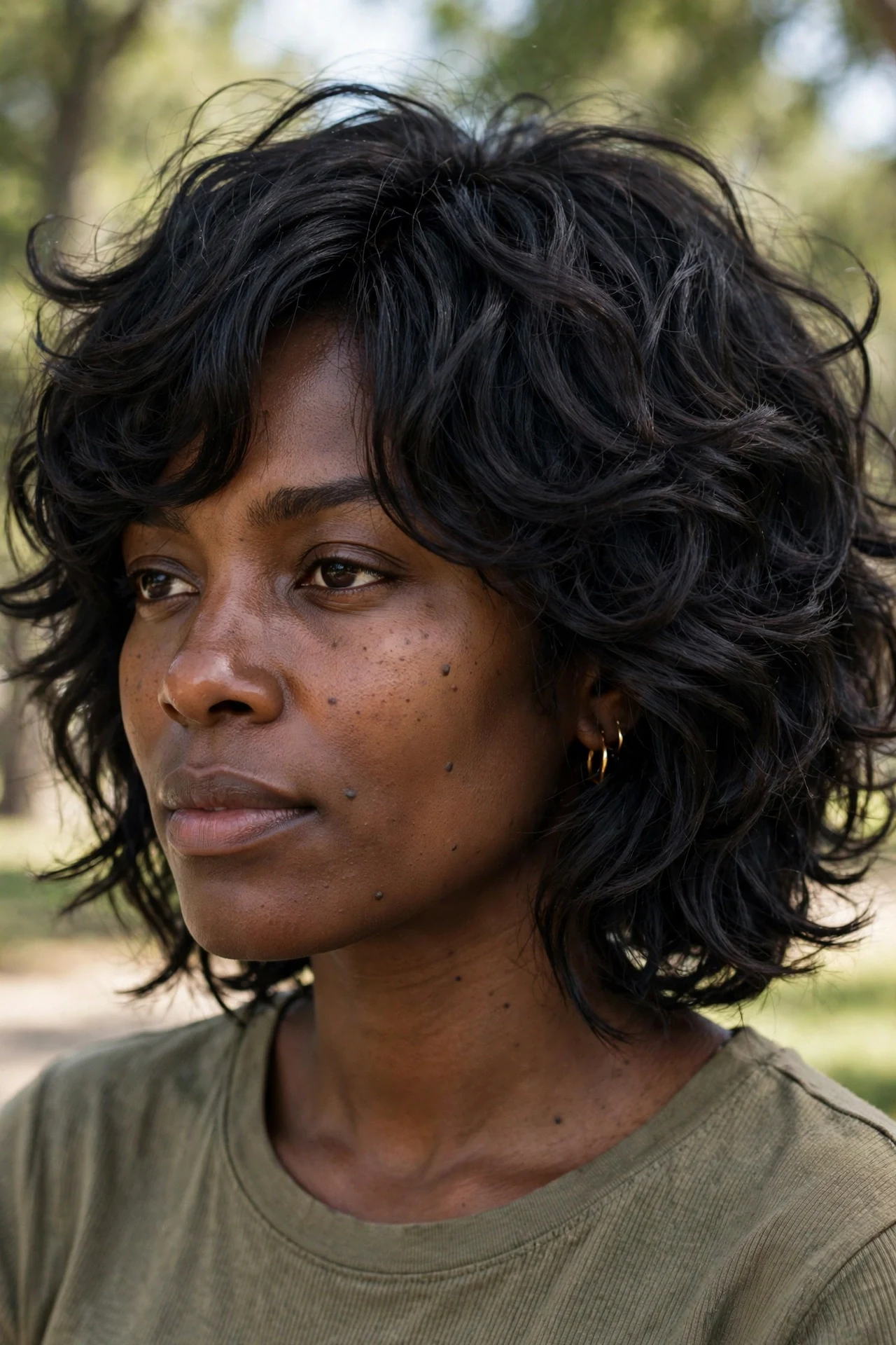 Shaggy french bob with weight removing layers for thick hair