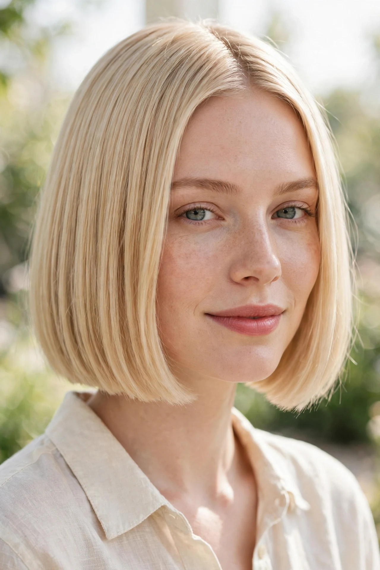 French bob straight hair on fine hair with blunt ends creating fullness