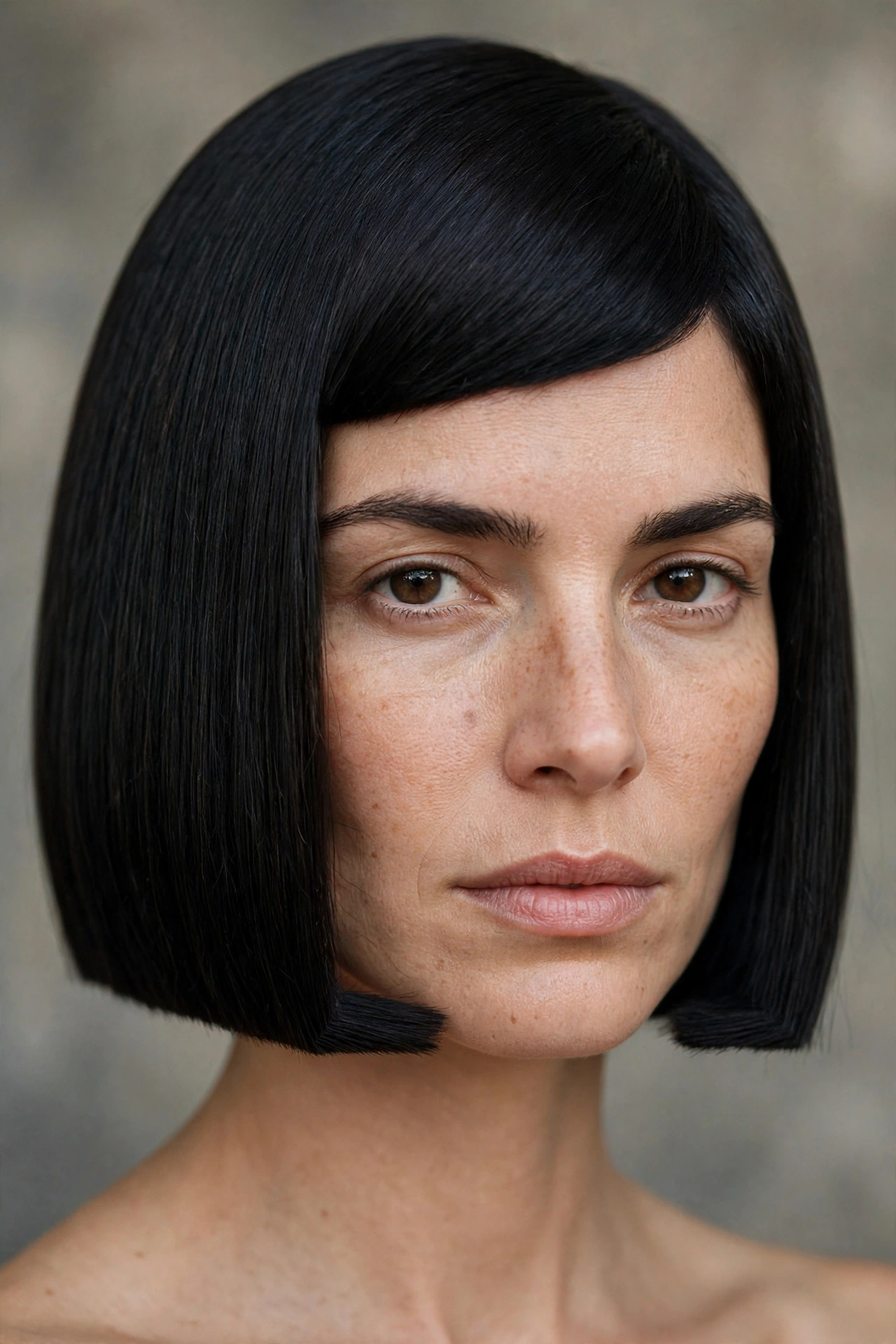 Architectural sharp bob with squared corners