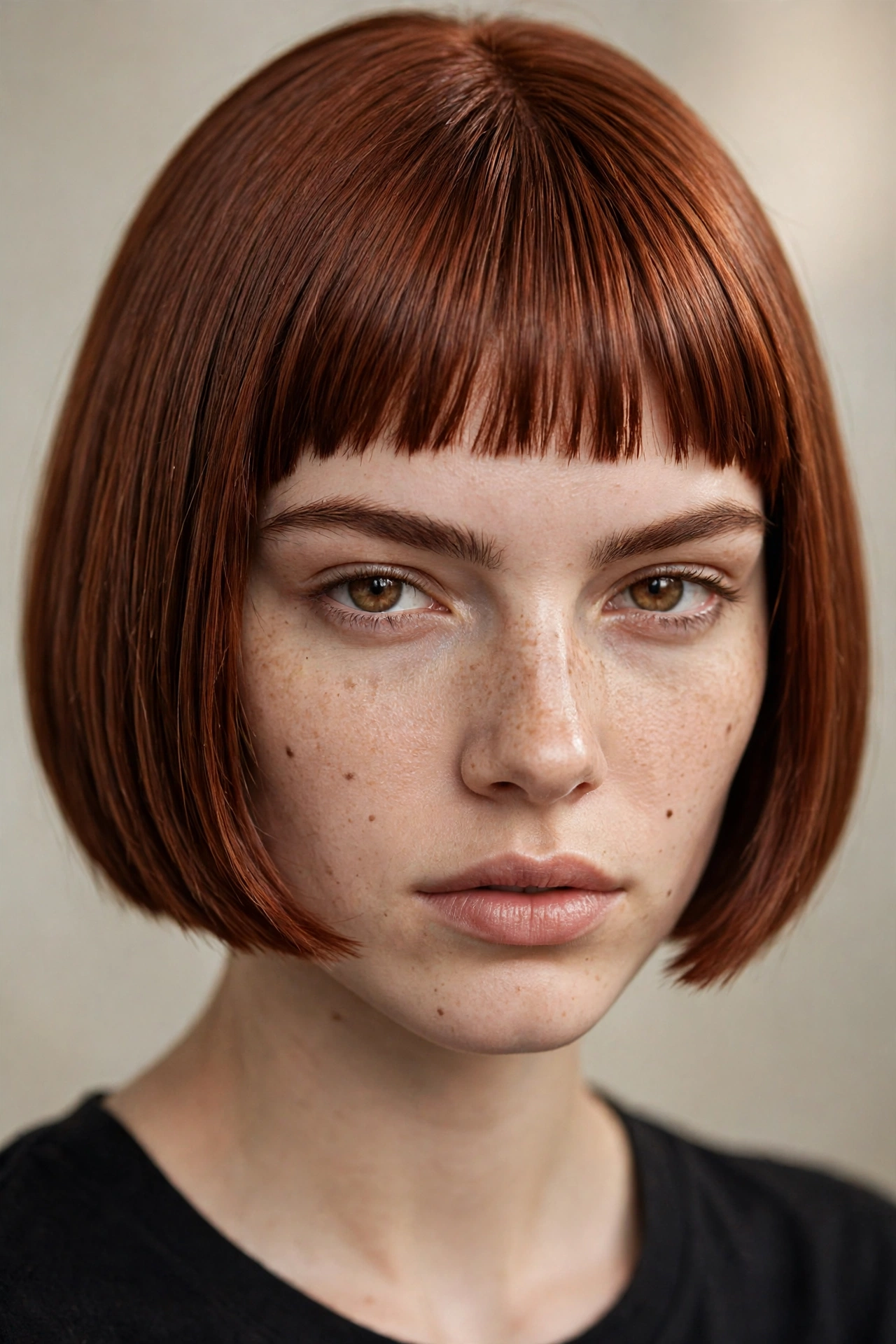 Sharp bob paired with short micro bangs