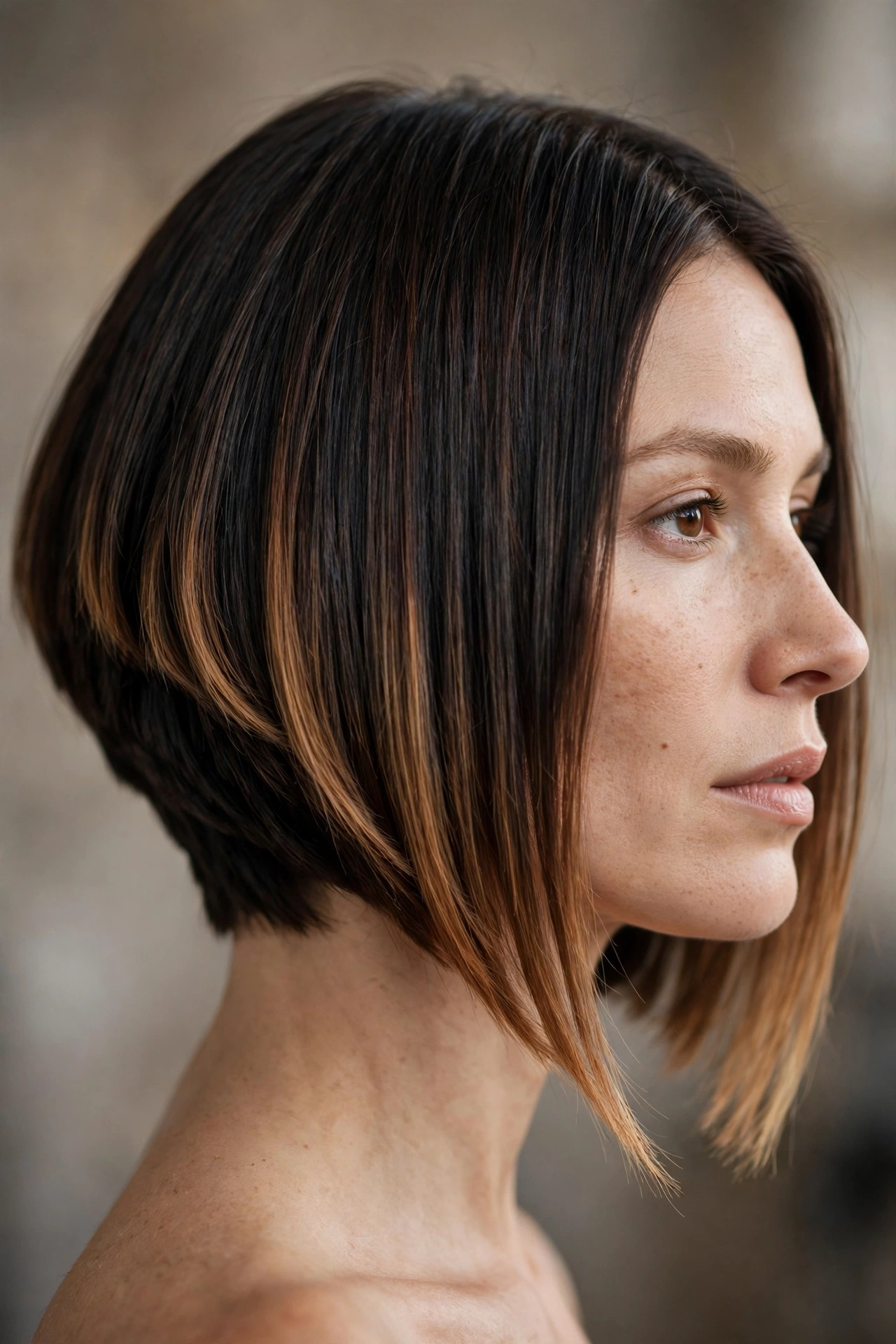 Pointed front A line sharp bob with angled ends