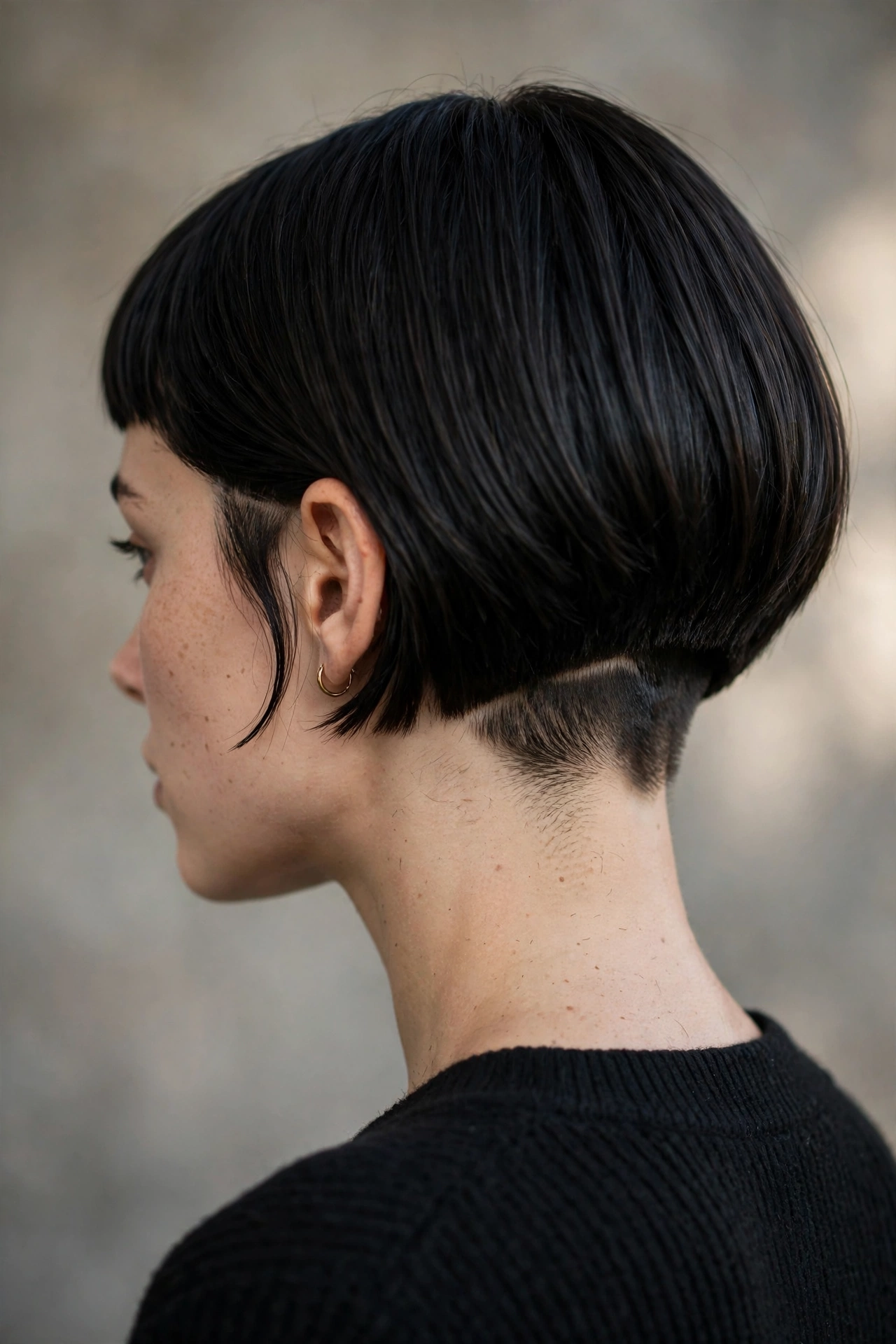 Edgy sharp bob with a hidden undercut