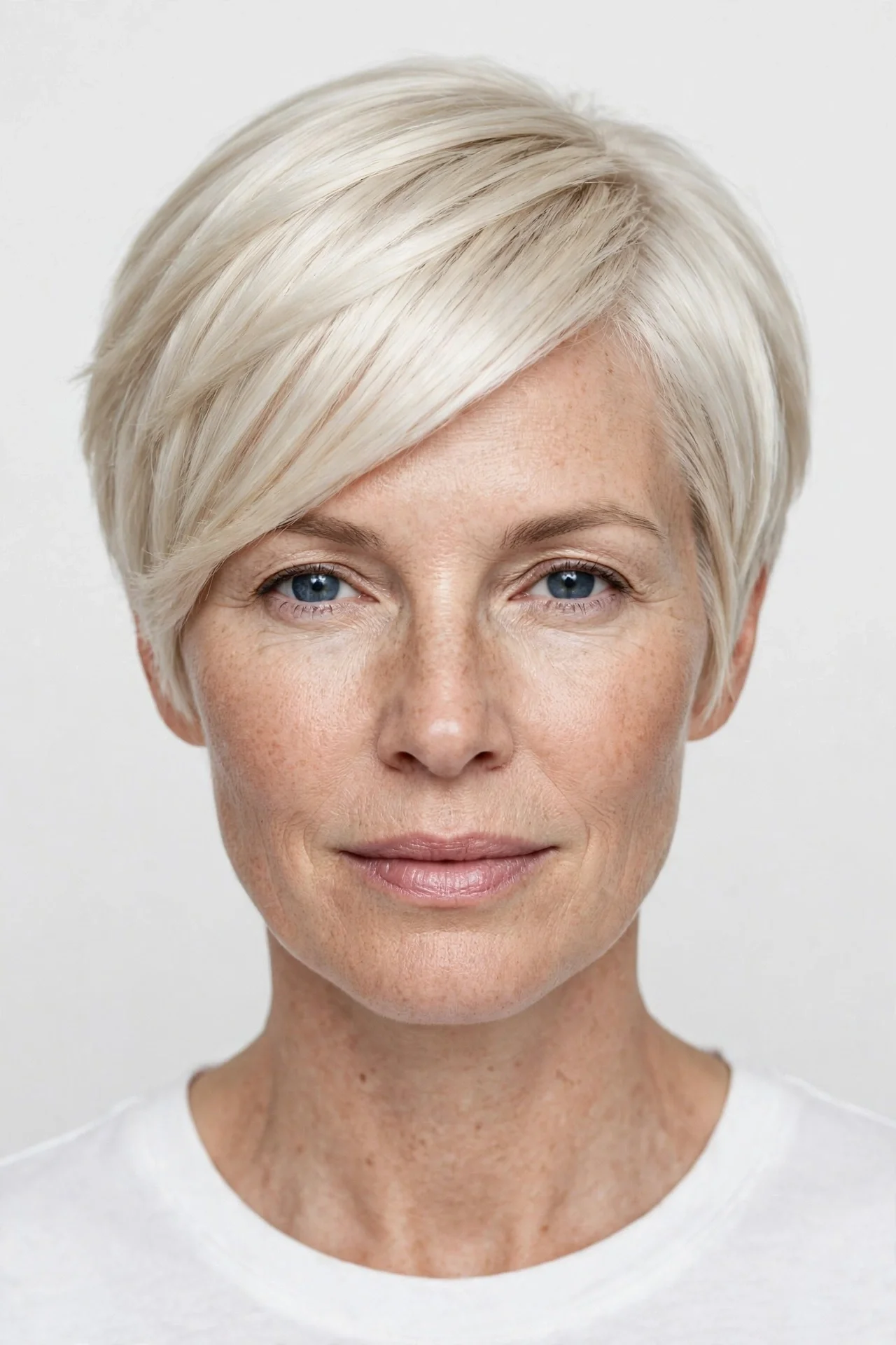 Sleek polished bixie haircut with smooth glossy finish