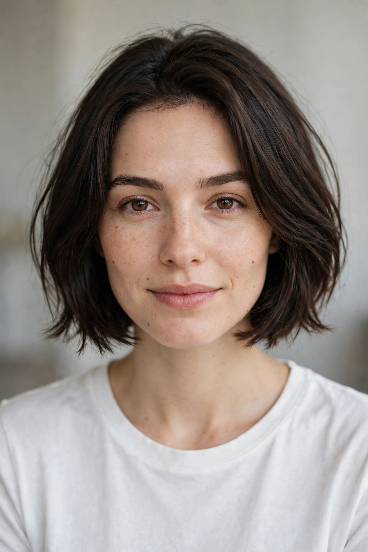 Low maintenance soft precision bob air dried with natural texture