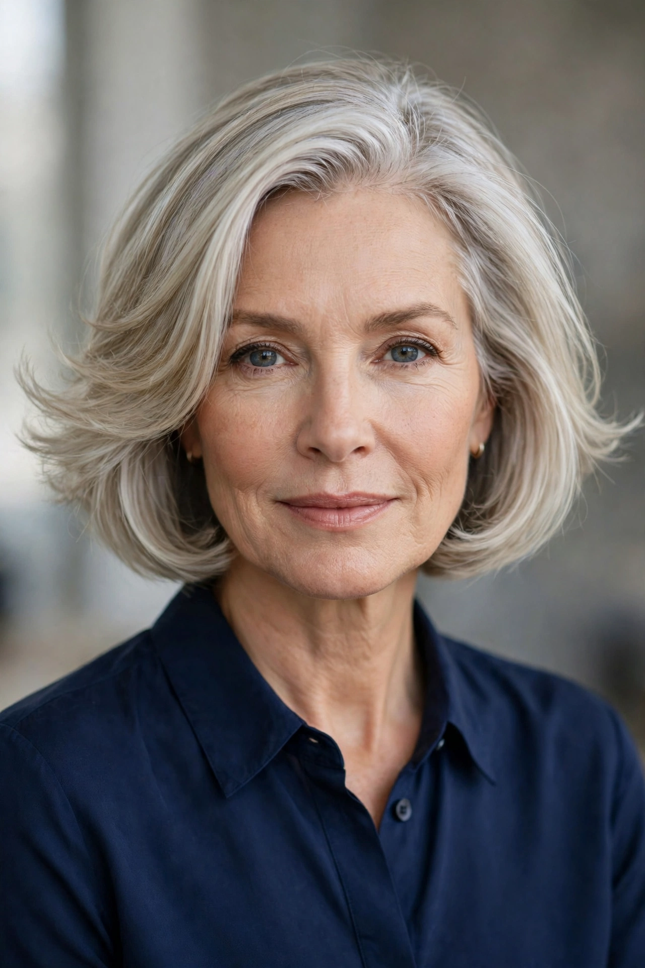 Elegant soft precision bob on a woman over 50