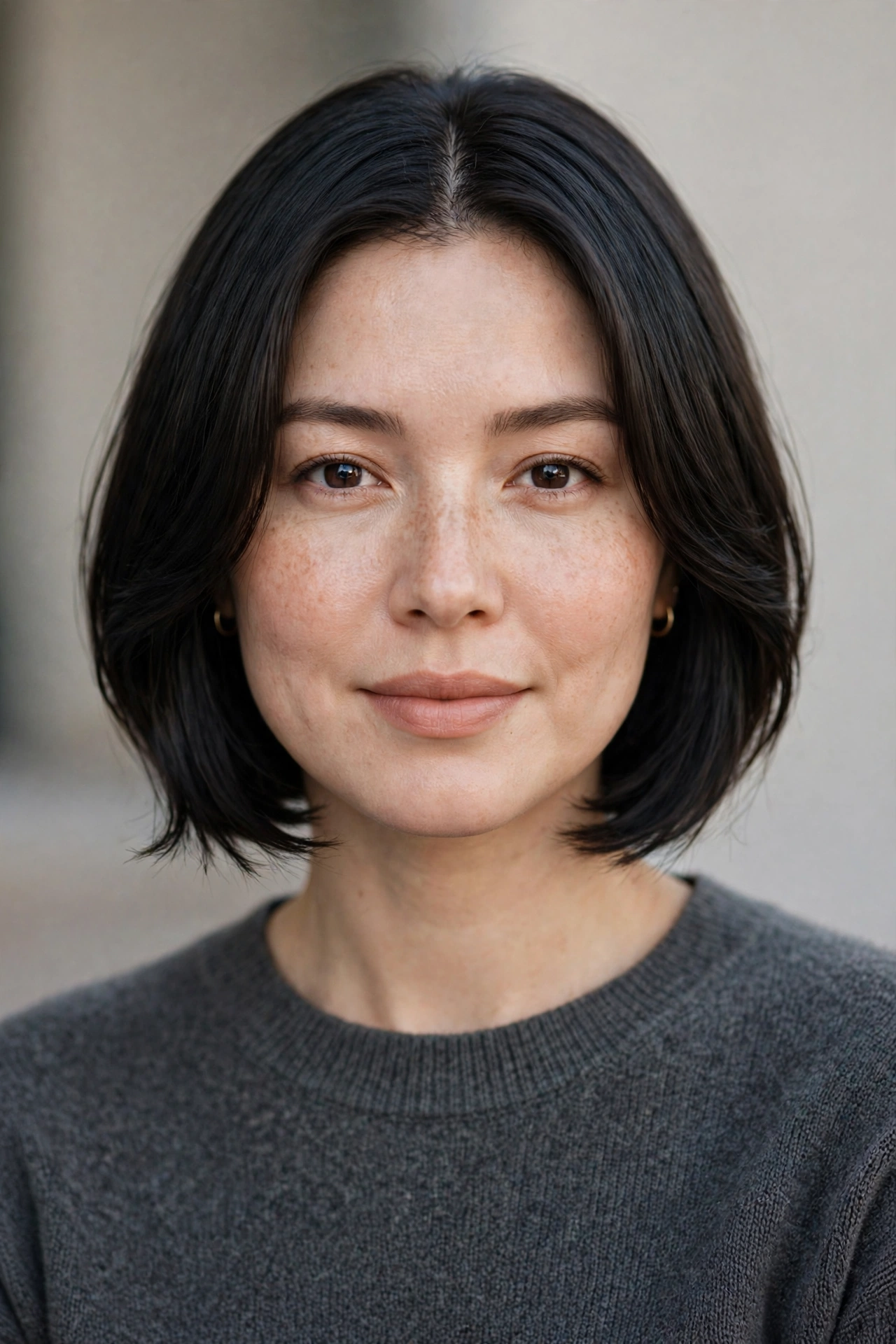 Soft precision bob flattering a round face
