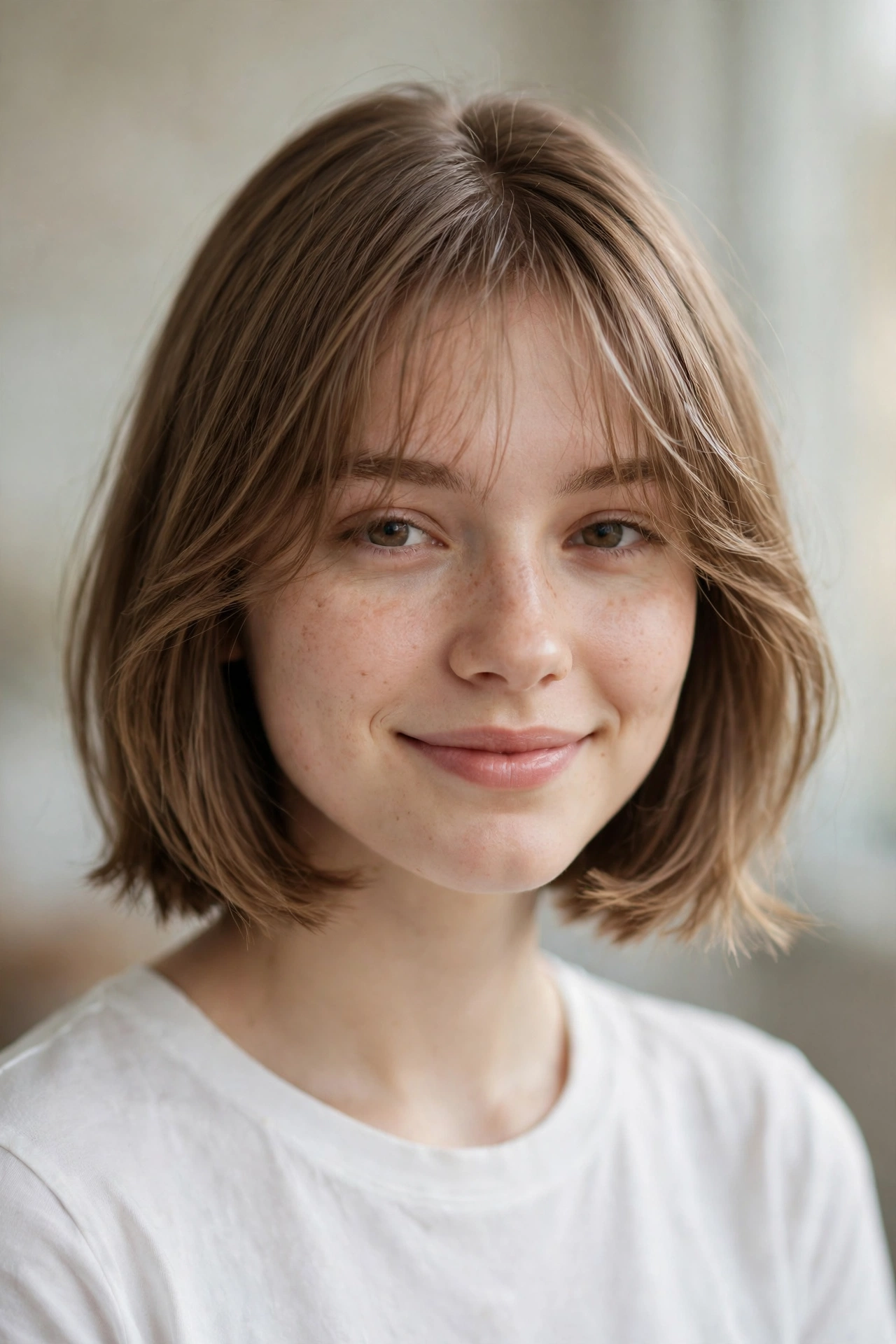 Soft precision bob with light wispy bangs