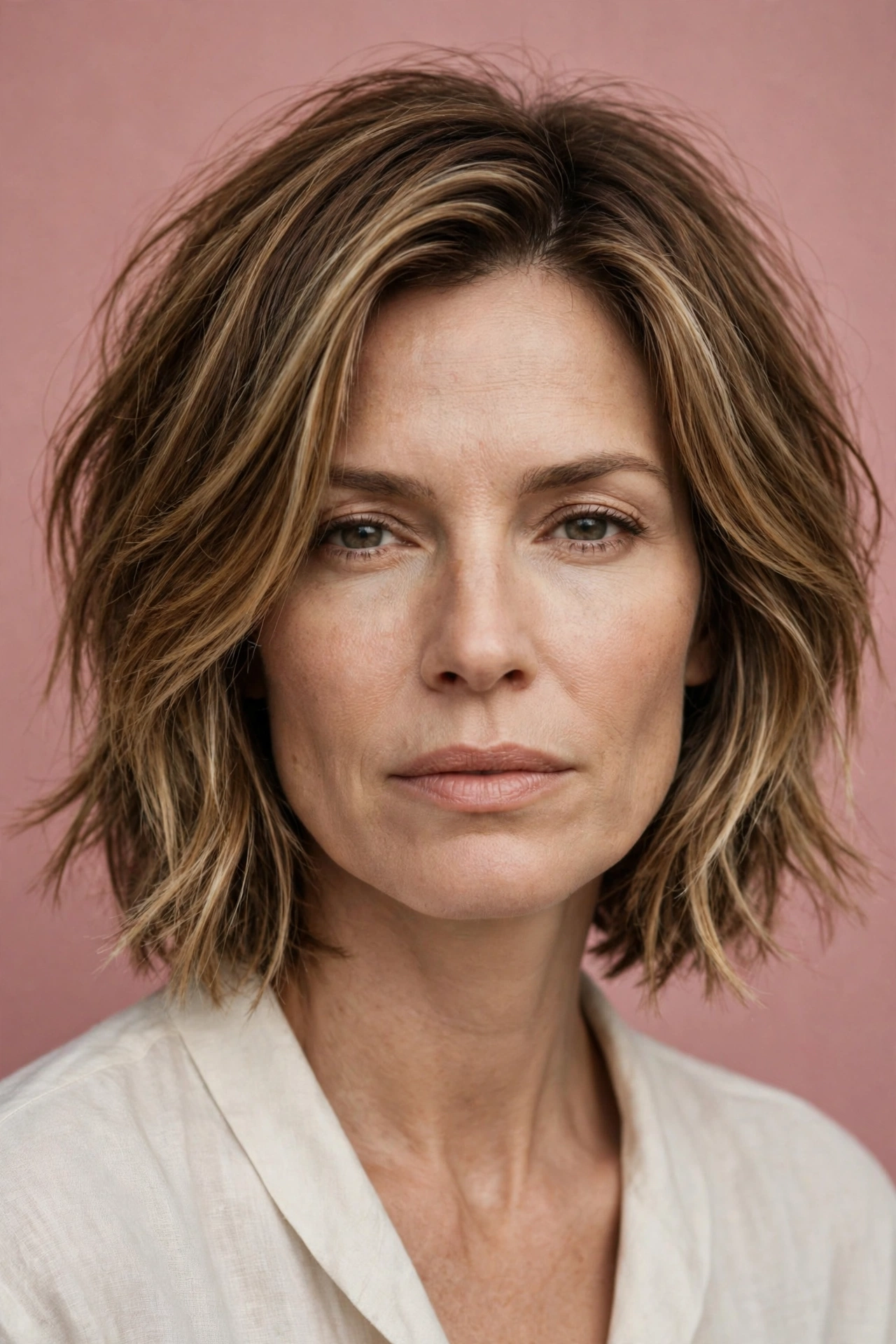 Choppy layered bob for a square face