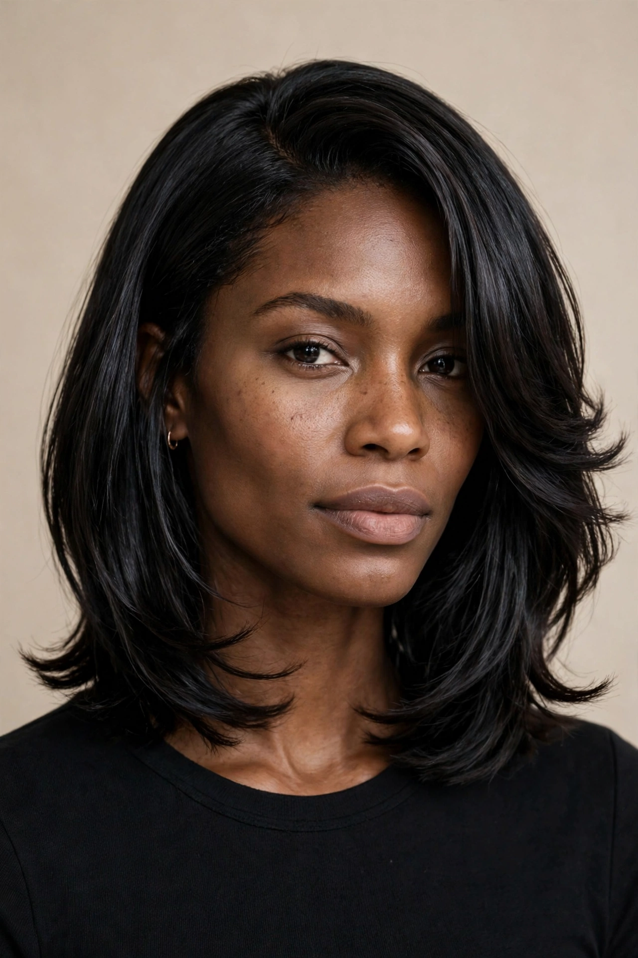 Collarbone long layered bob for a square face