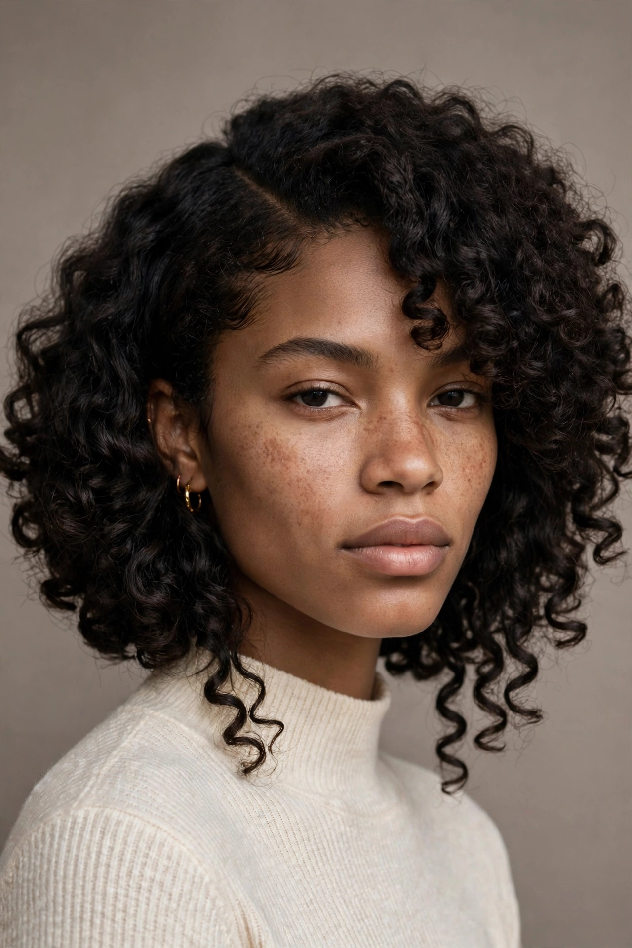 Curly bob for a square face