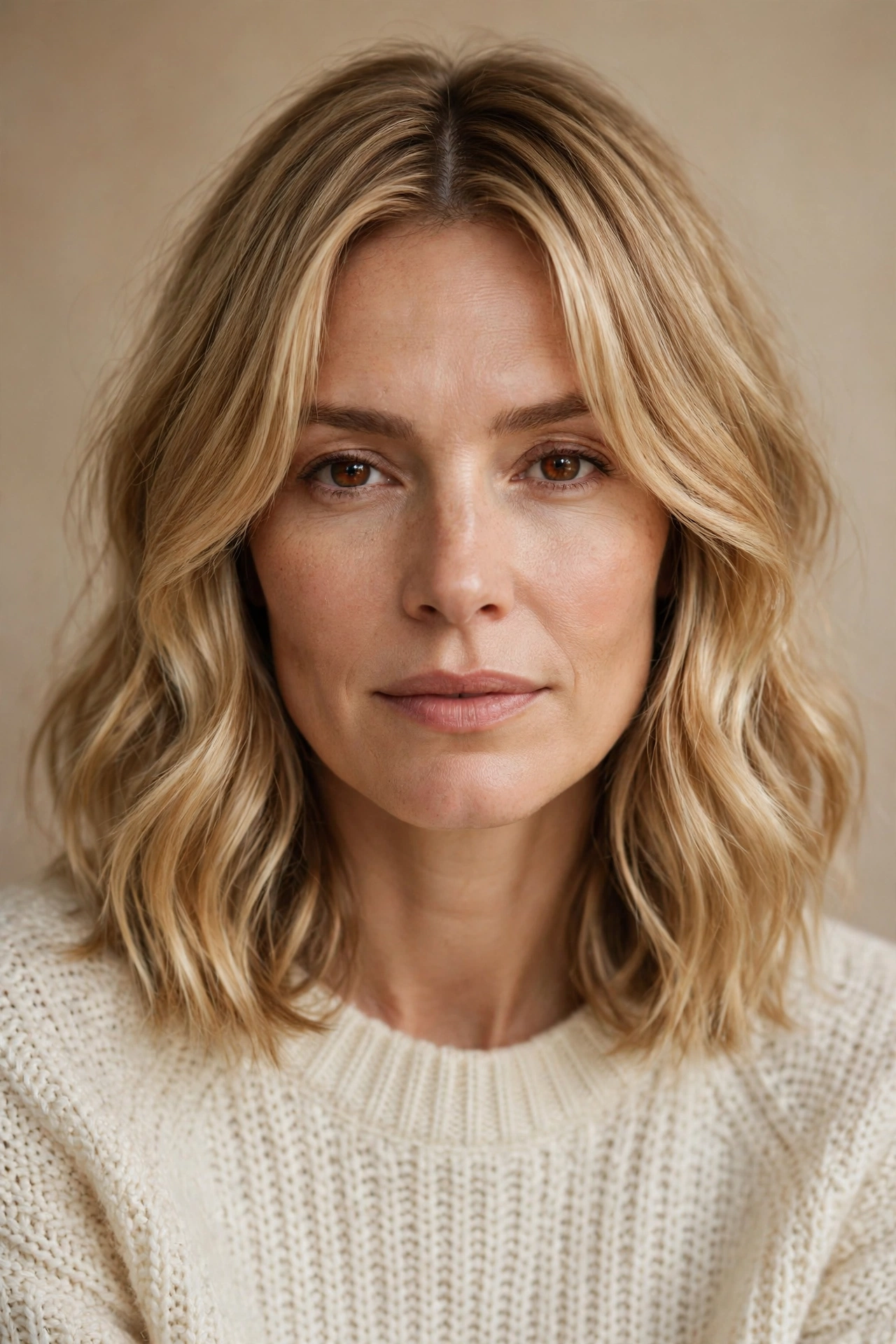 Curtain bangs lob for a square face