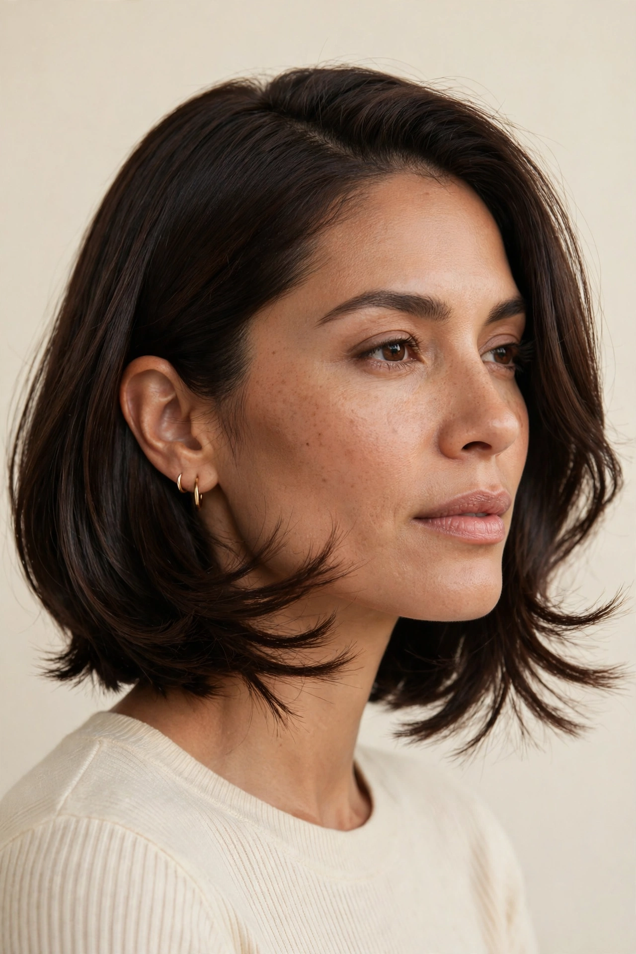 Feathered ends bob for a square face