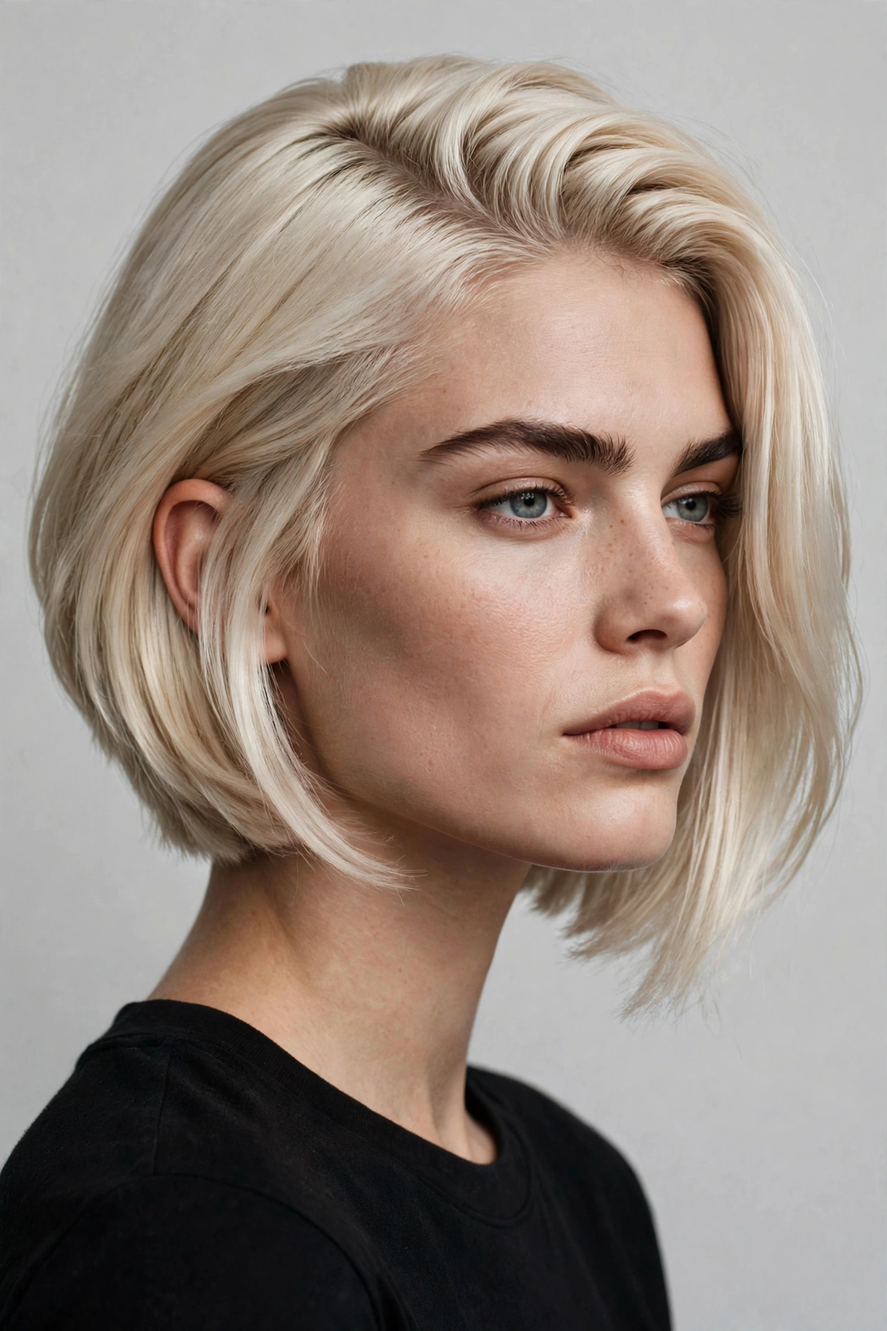 Inverted bob with soft front pieces for a square face