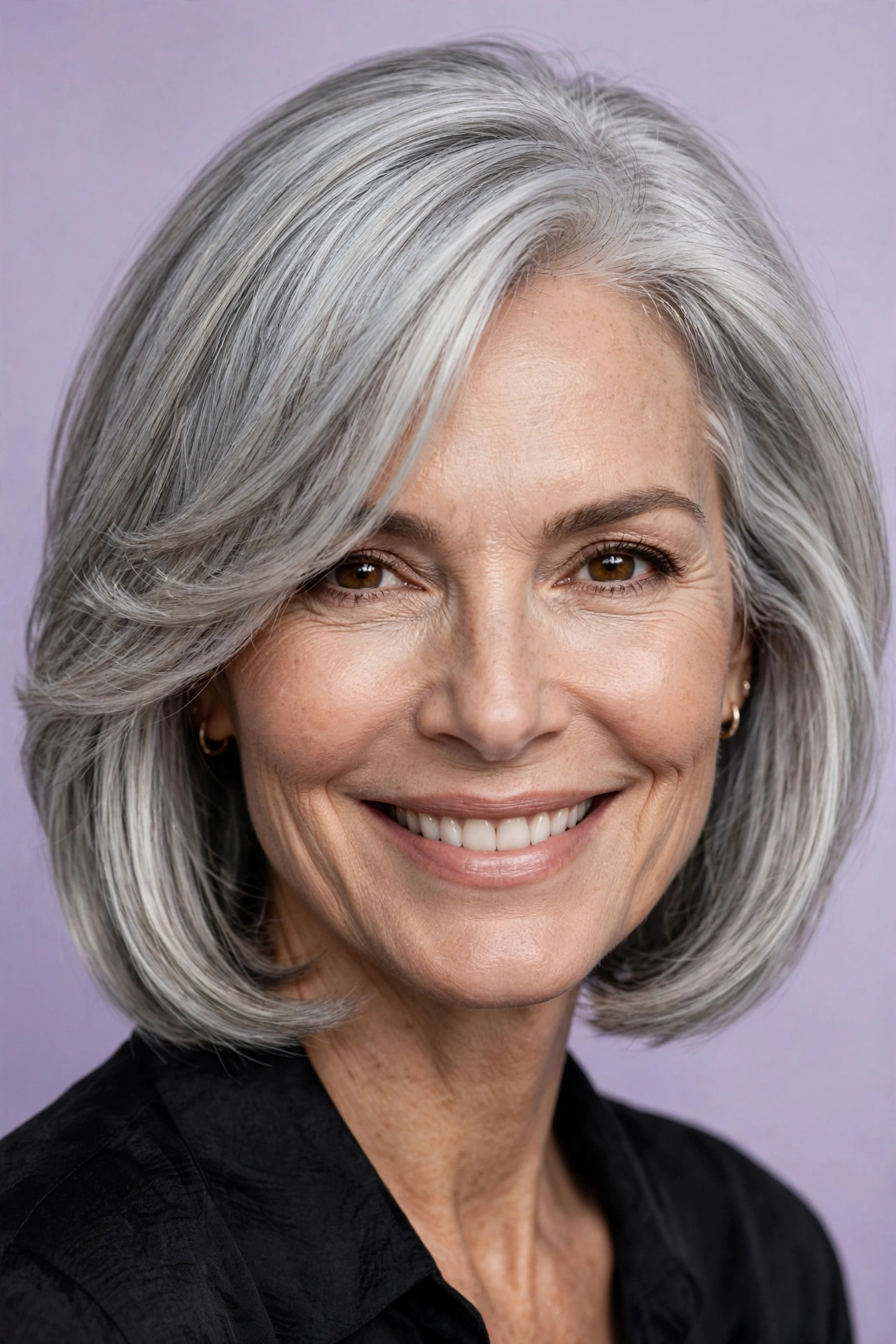 Soft bob over 50 for a square face