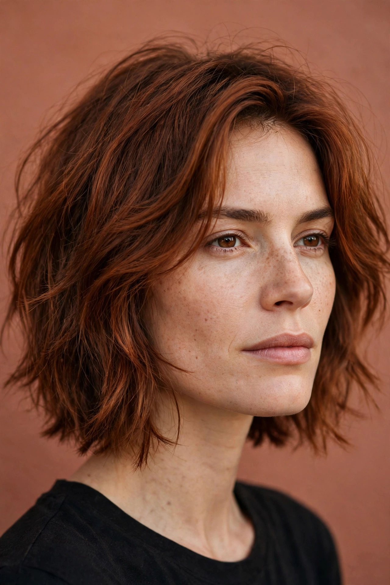 Textured shaggy bob for a square face
