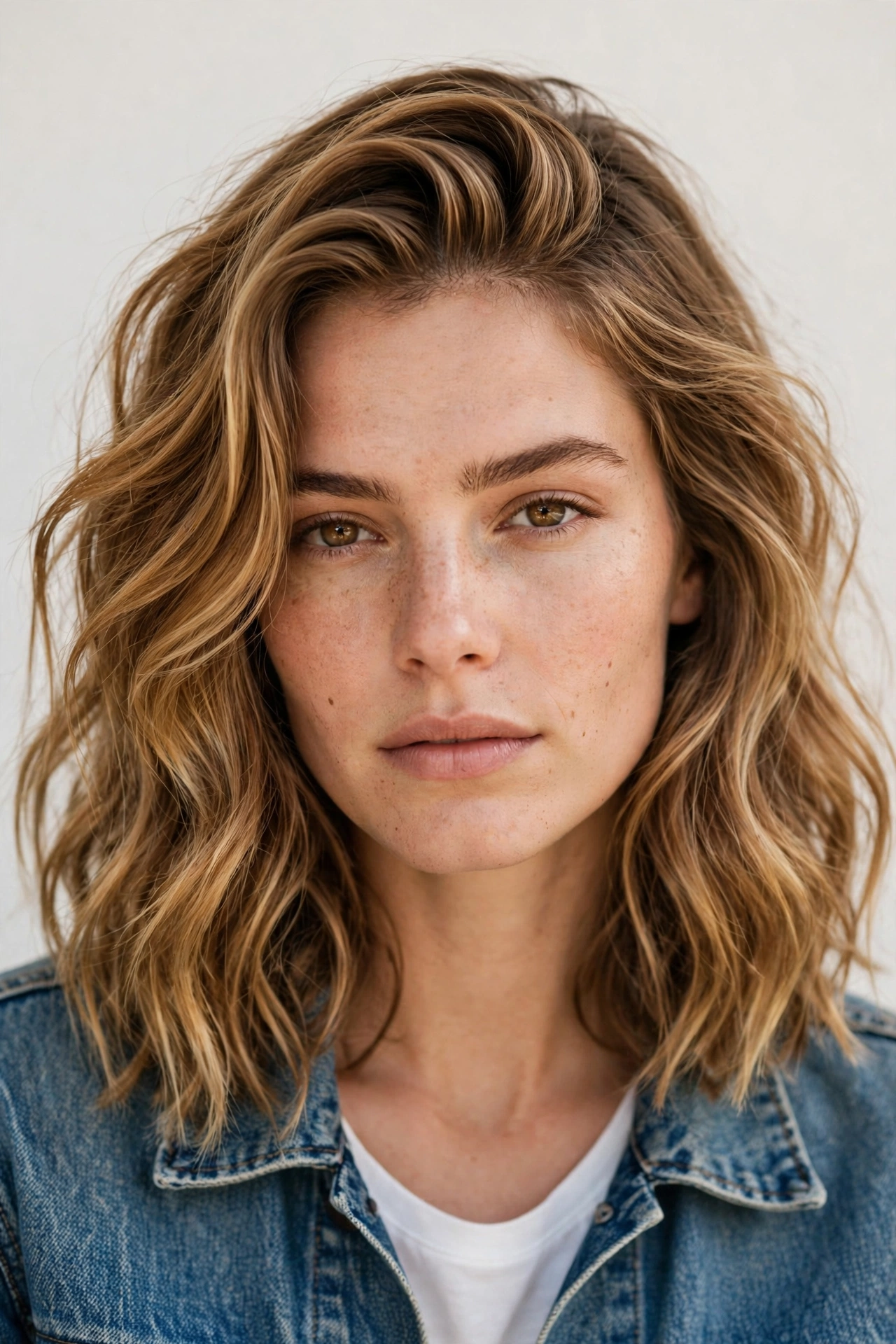 Wavy lob with off center part for a square face