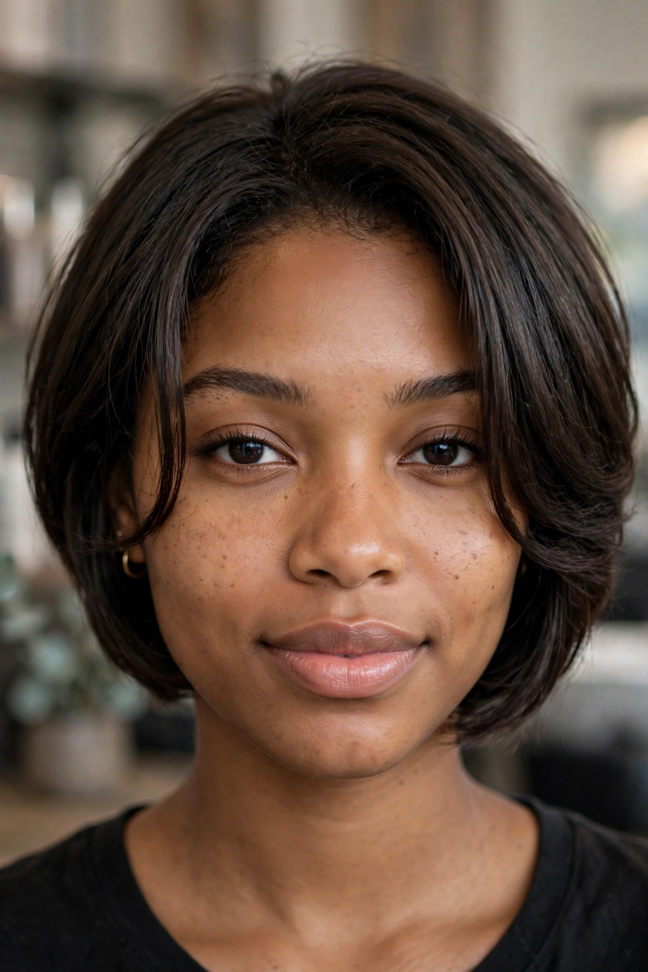 Stacked bob for thin hair with face-framing layers around the cheekbones