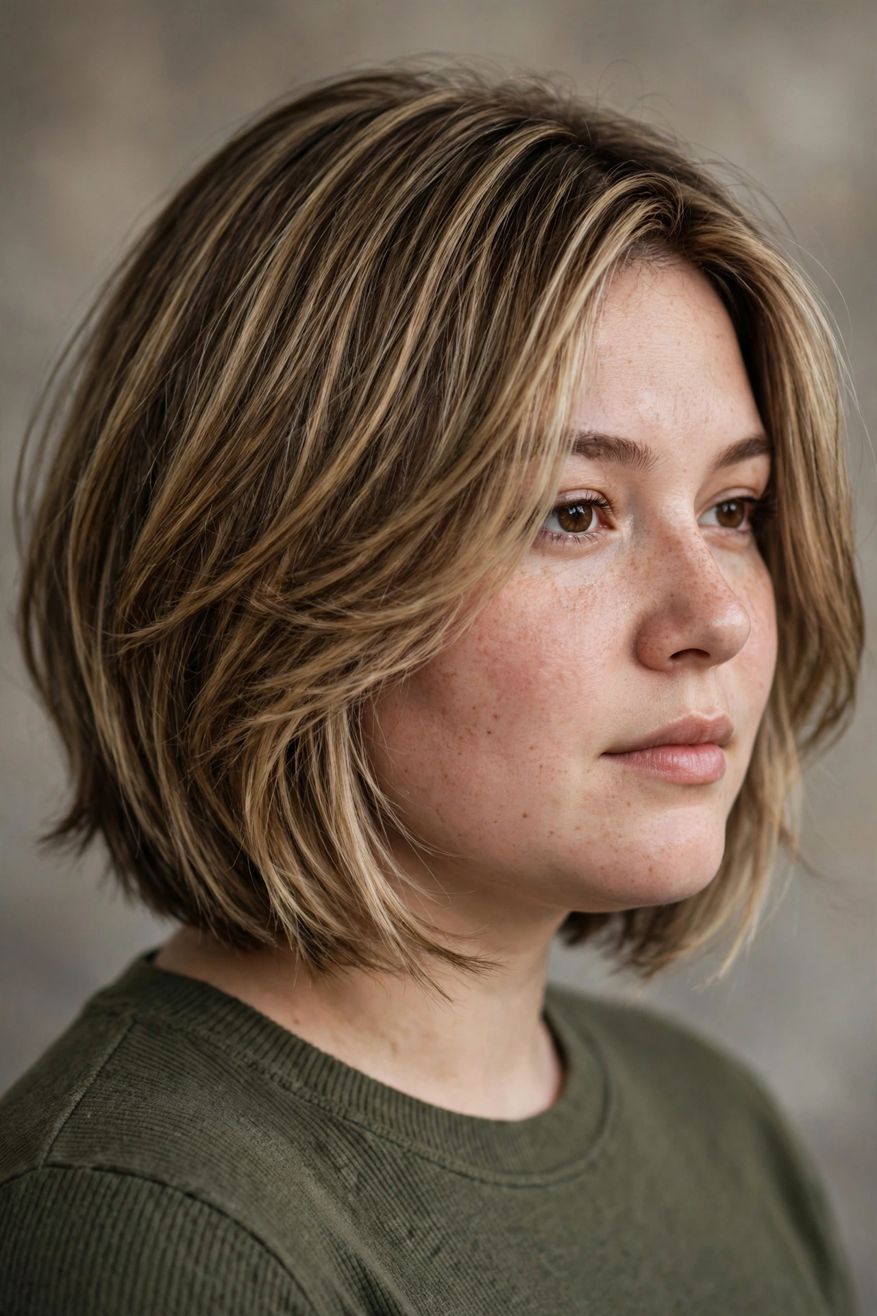 Swing bob styled to flatter a round face