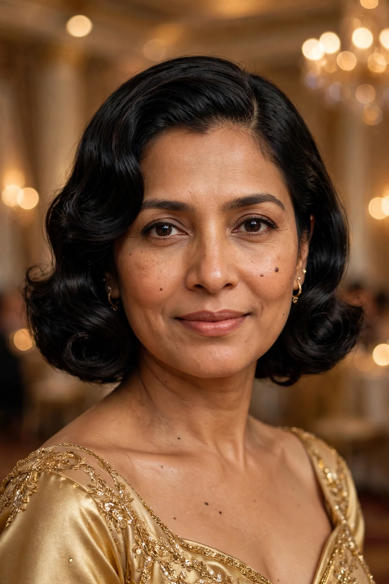 Chin-length bob of pin-curl inspired vintage glamour waves with a deep side part