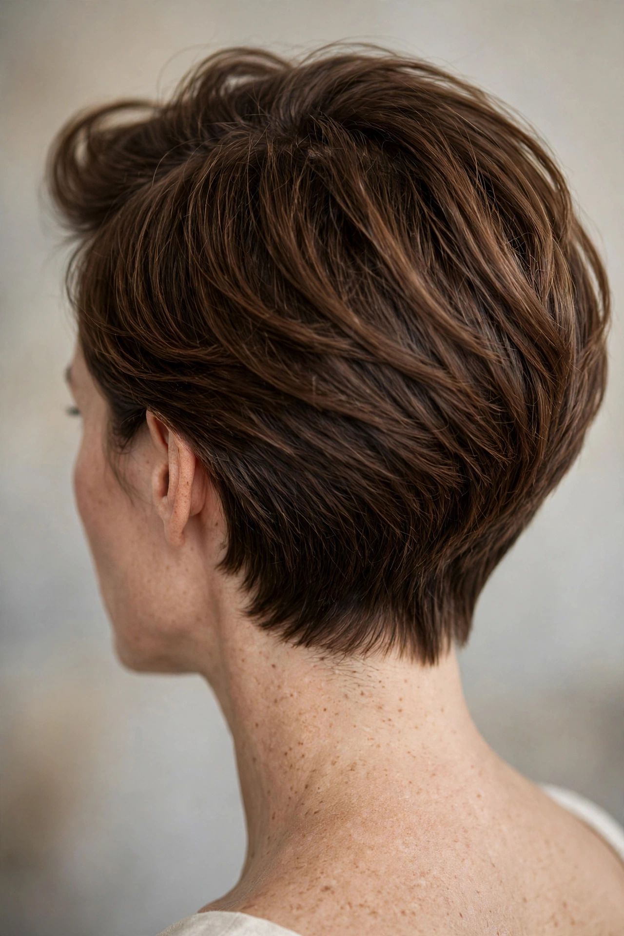 Classic tapered bob haircut with a sculpted nape