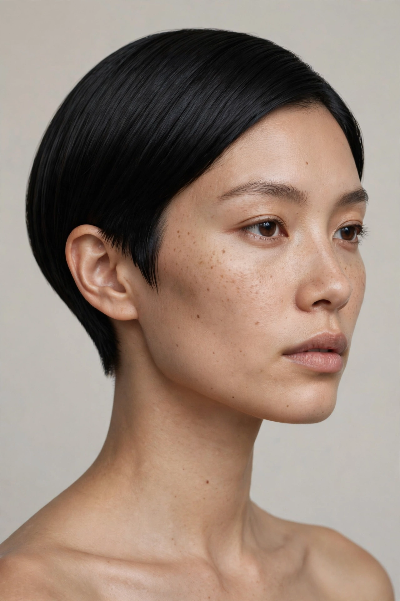 Modern short tapered bob with clean lines