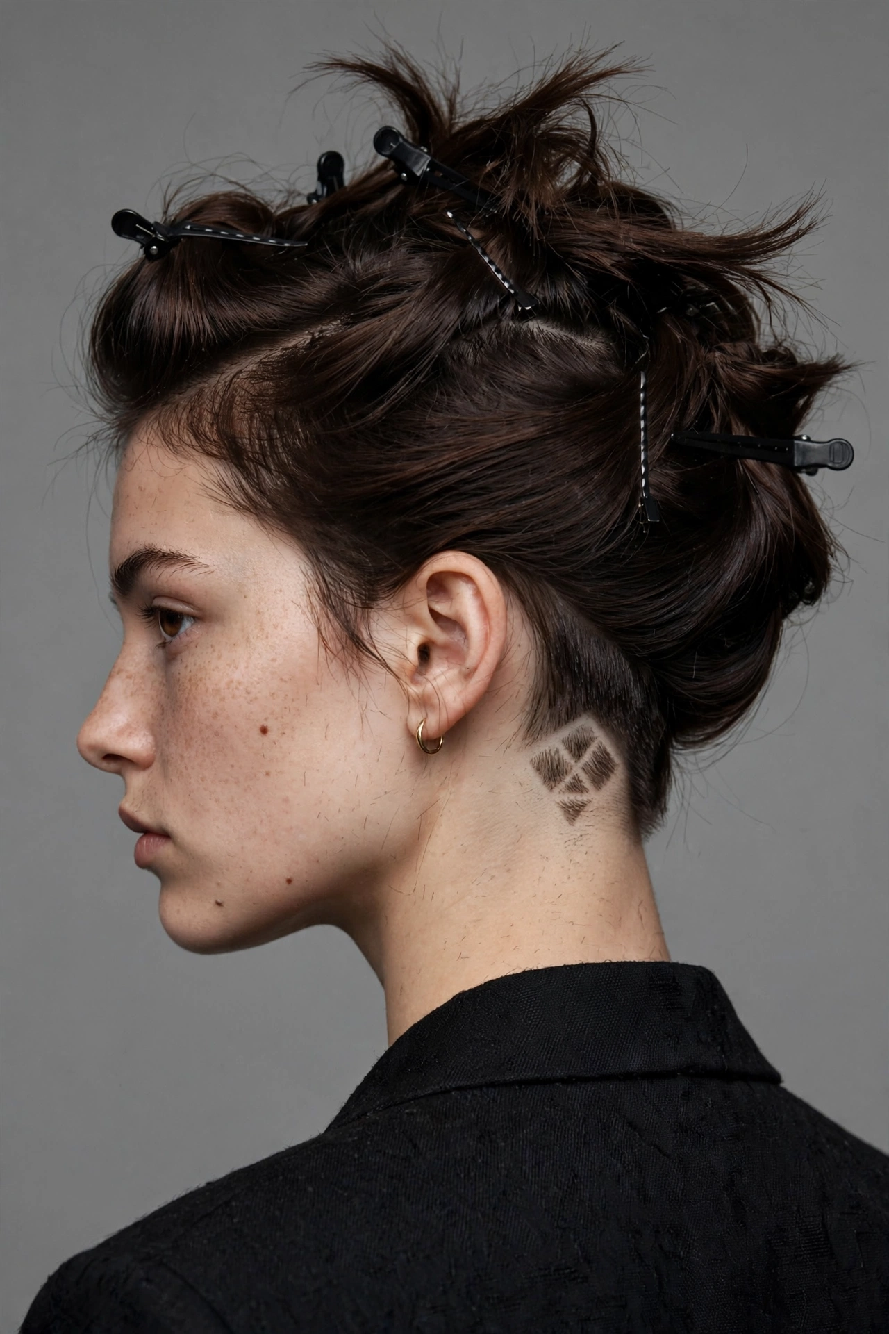 Tapered bob with a subtle shaved nape design