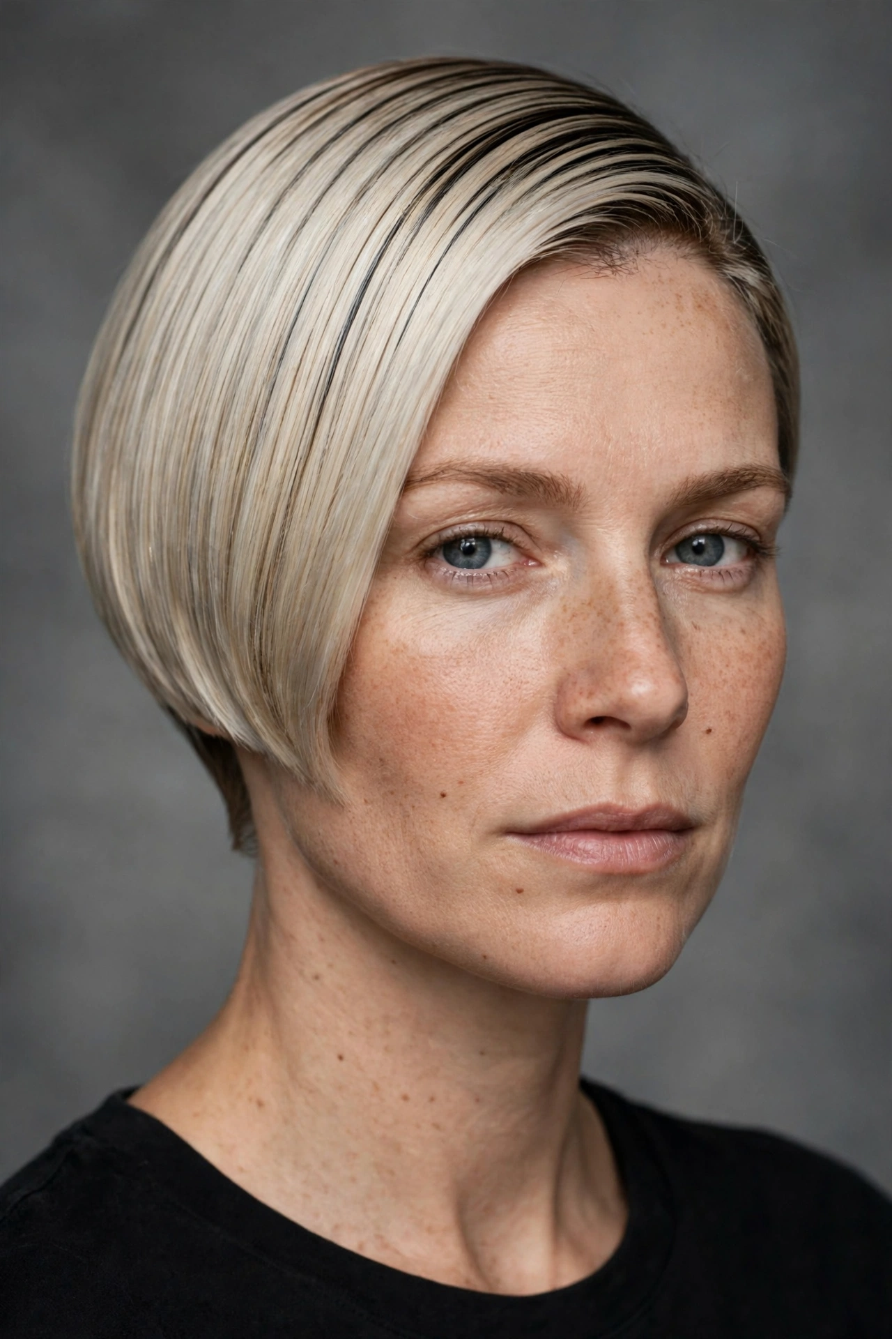 Sleek tapered bob with a polished nape