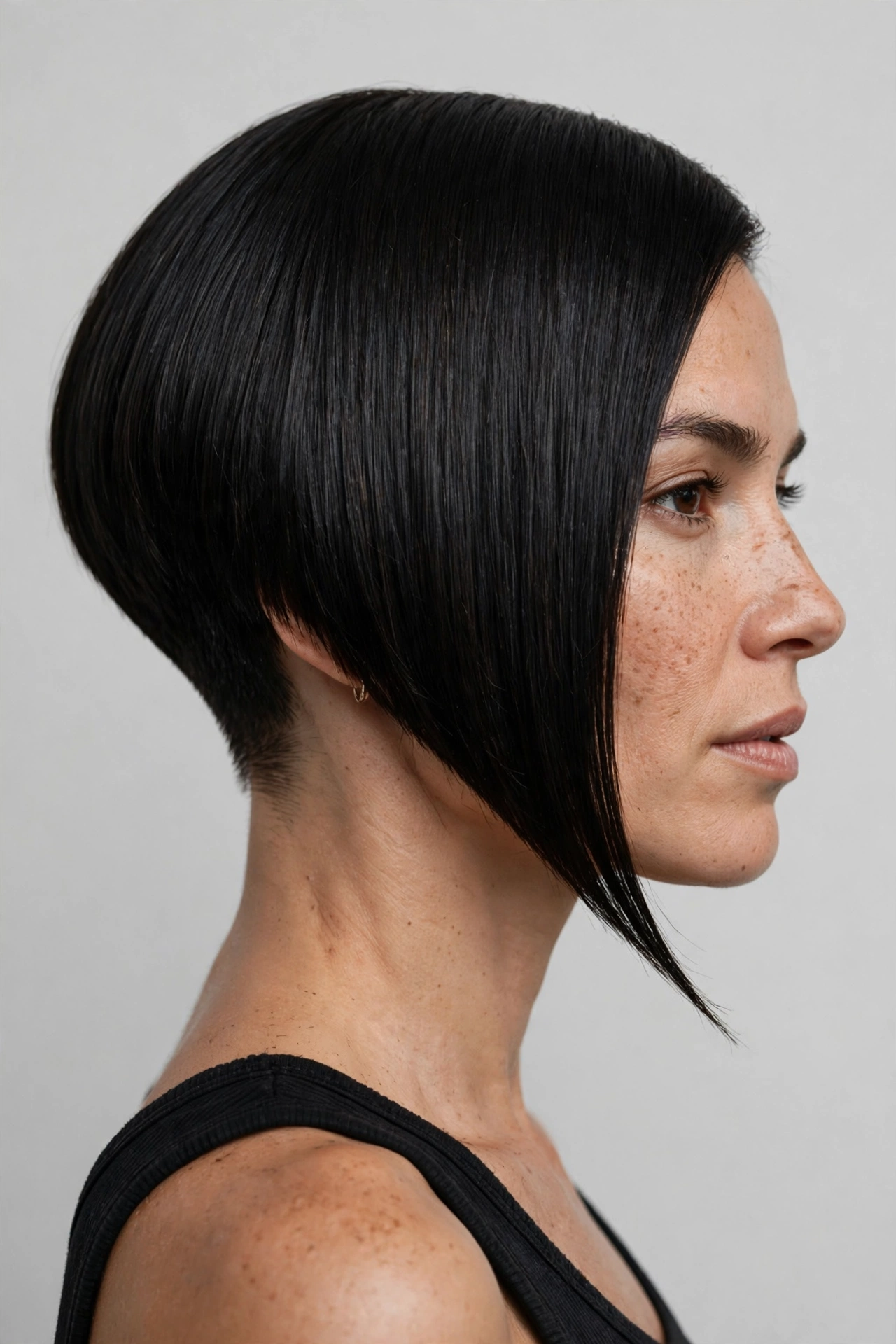 Tapered angled bob with a sculpted back
