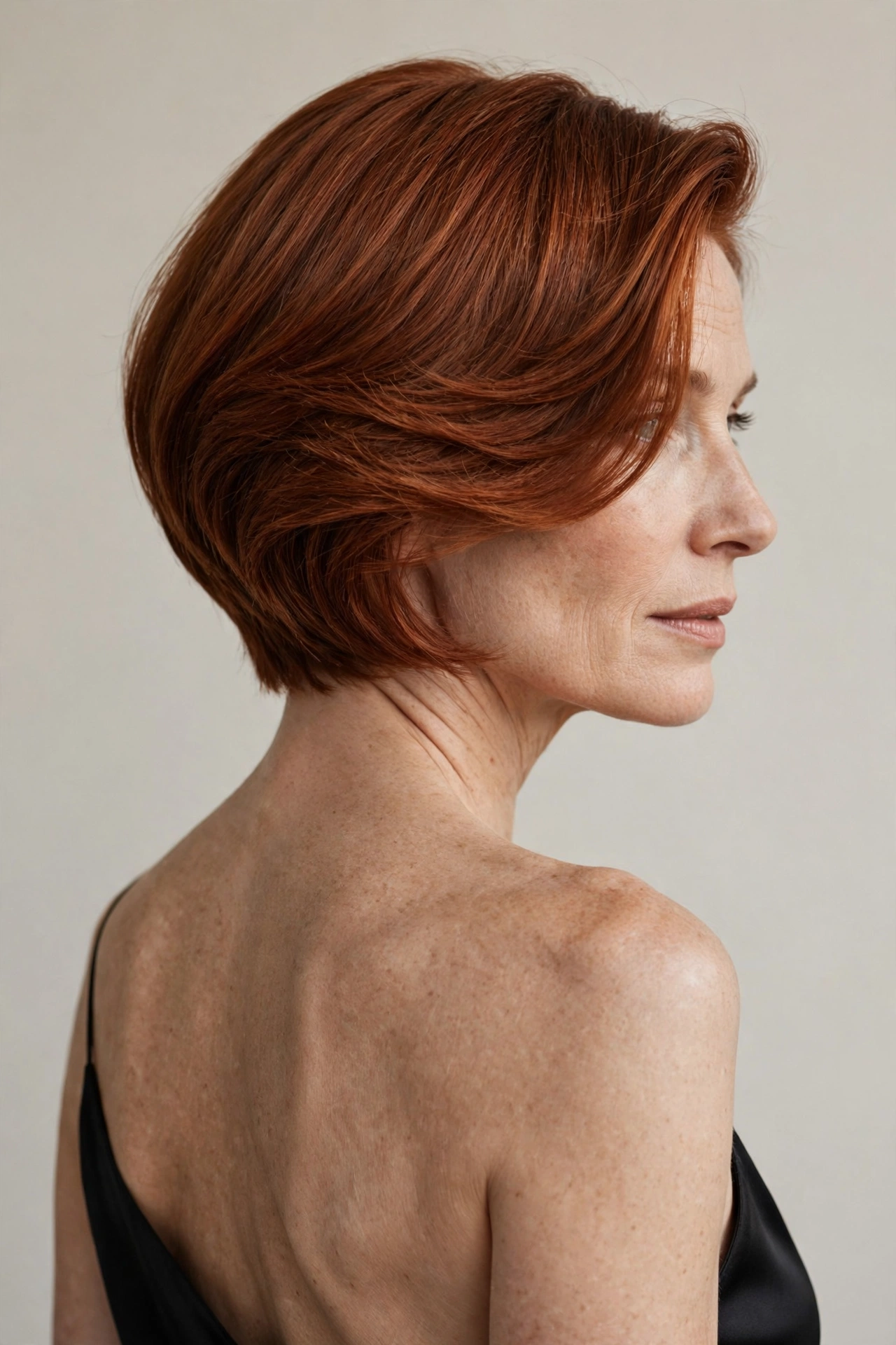 Tapered bob with a deep side part