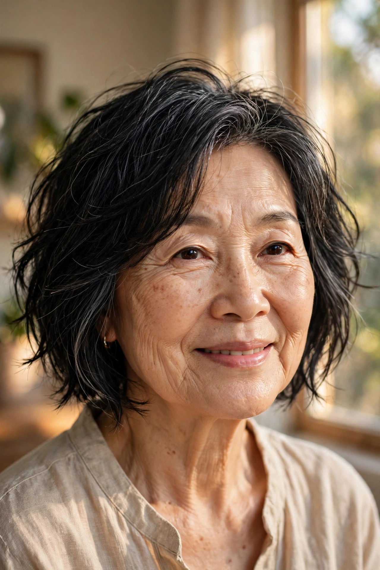 textured messy bob for women over 50
