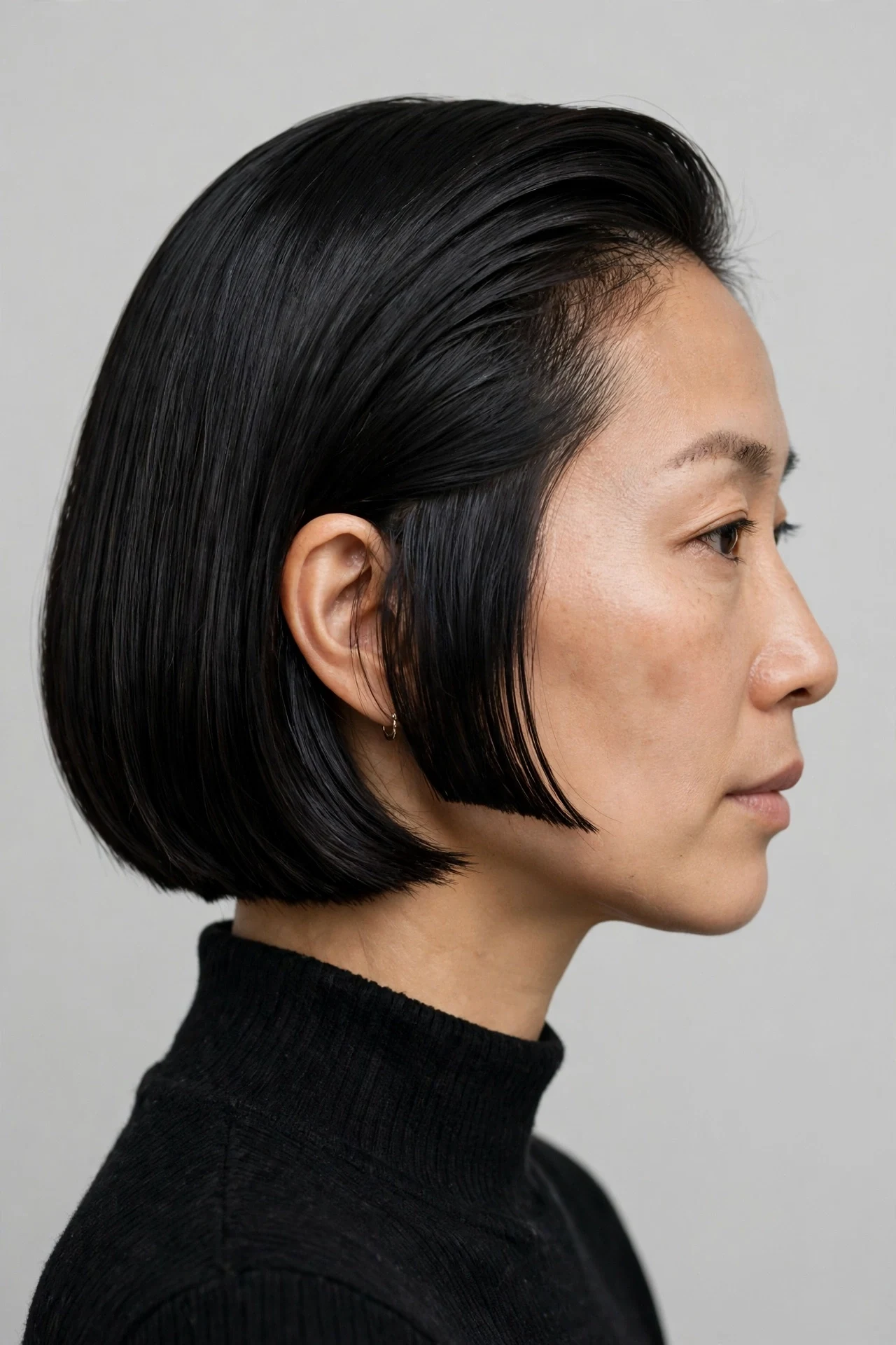 blunt perimeter french bob for thick hair with hidden interior layers