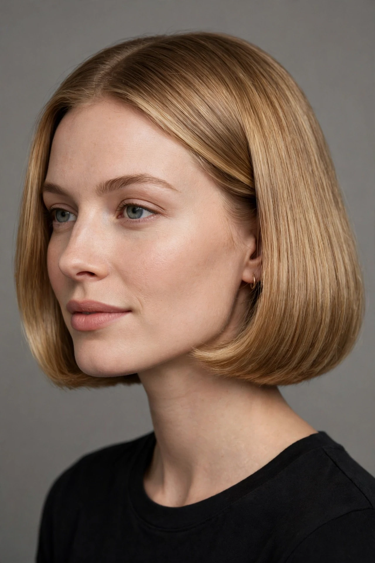 classic debulked french bob for thick hair with blunt chin-length perimeter