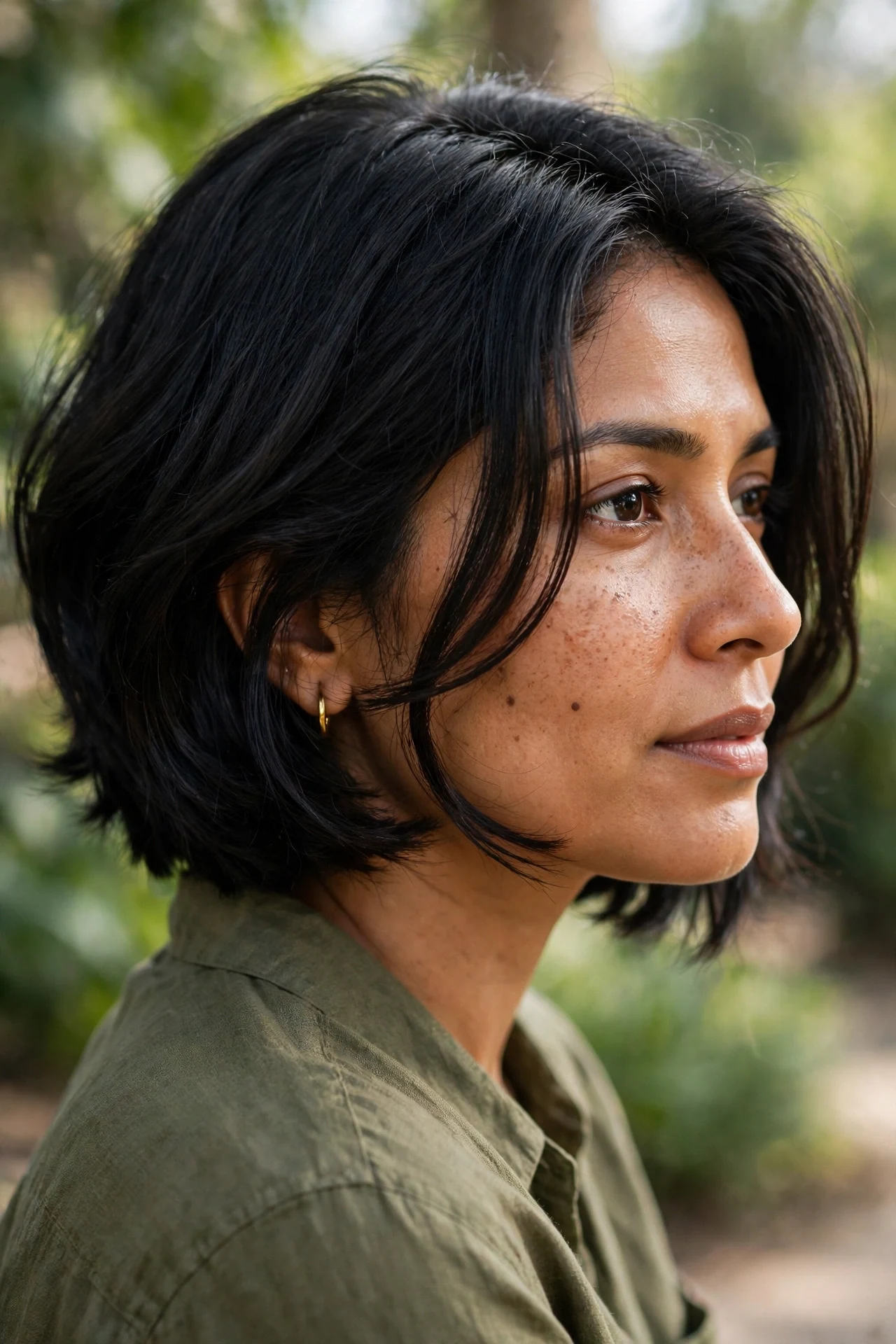 french bob for thick hair with angled face-framing front pieces