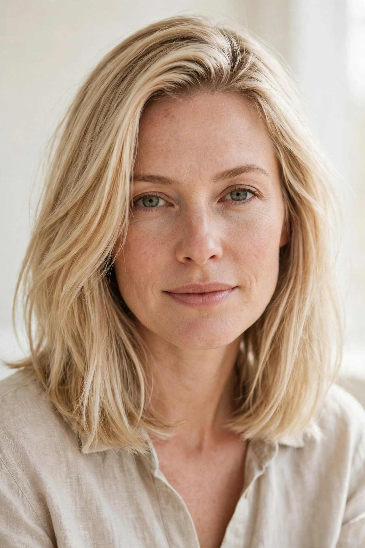 Long bob haircut for thin hair with invisible internal layers and a full outline