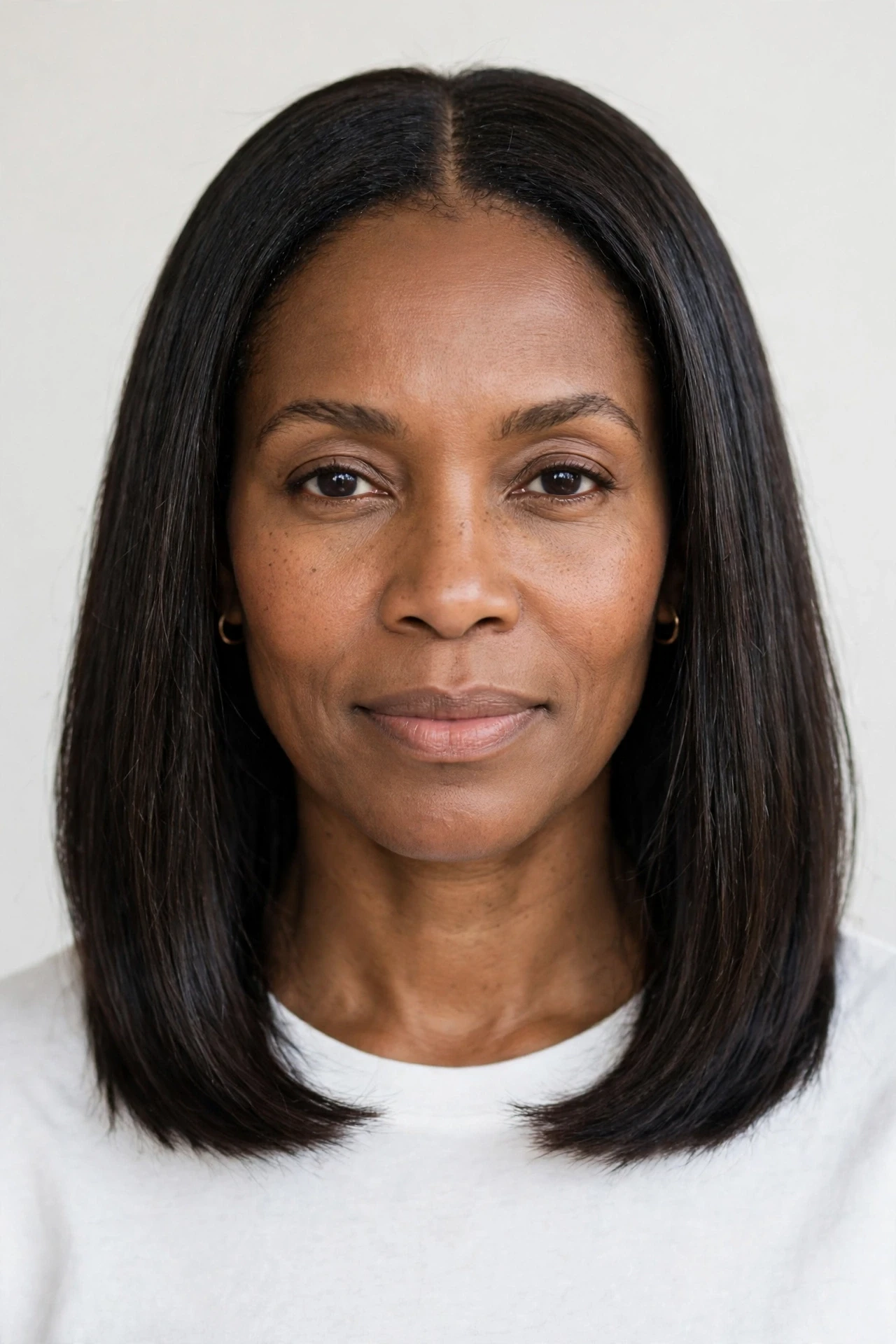 Middle part density lob with a symmetrical blunt collarbone hemline