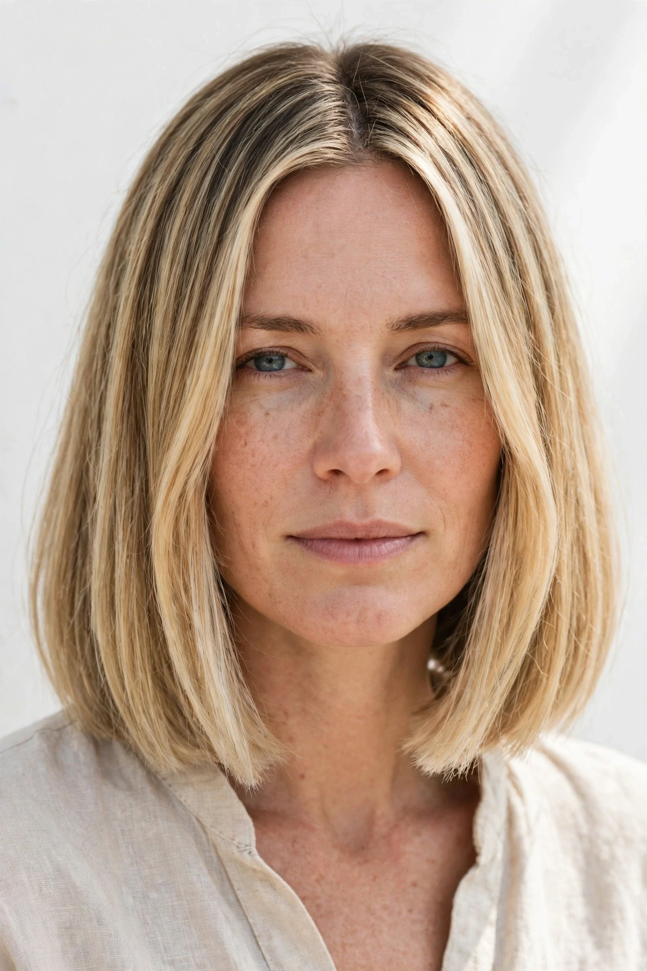 Root shadow density lob with darker roots blending into lighter lengths